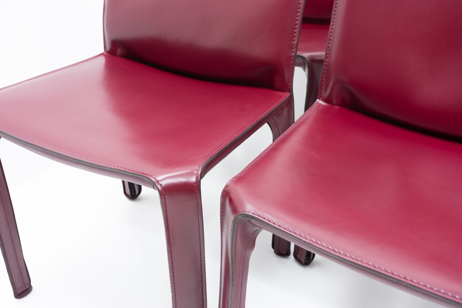 Furniture Mario Bellini Cab 412 Sidechairs For Cassina, Bordeaux Red, Set Of 8 photo