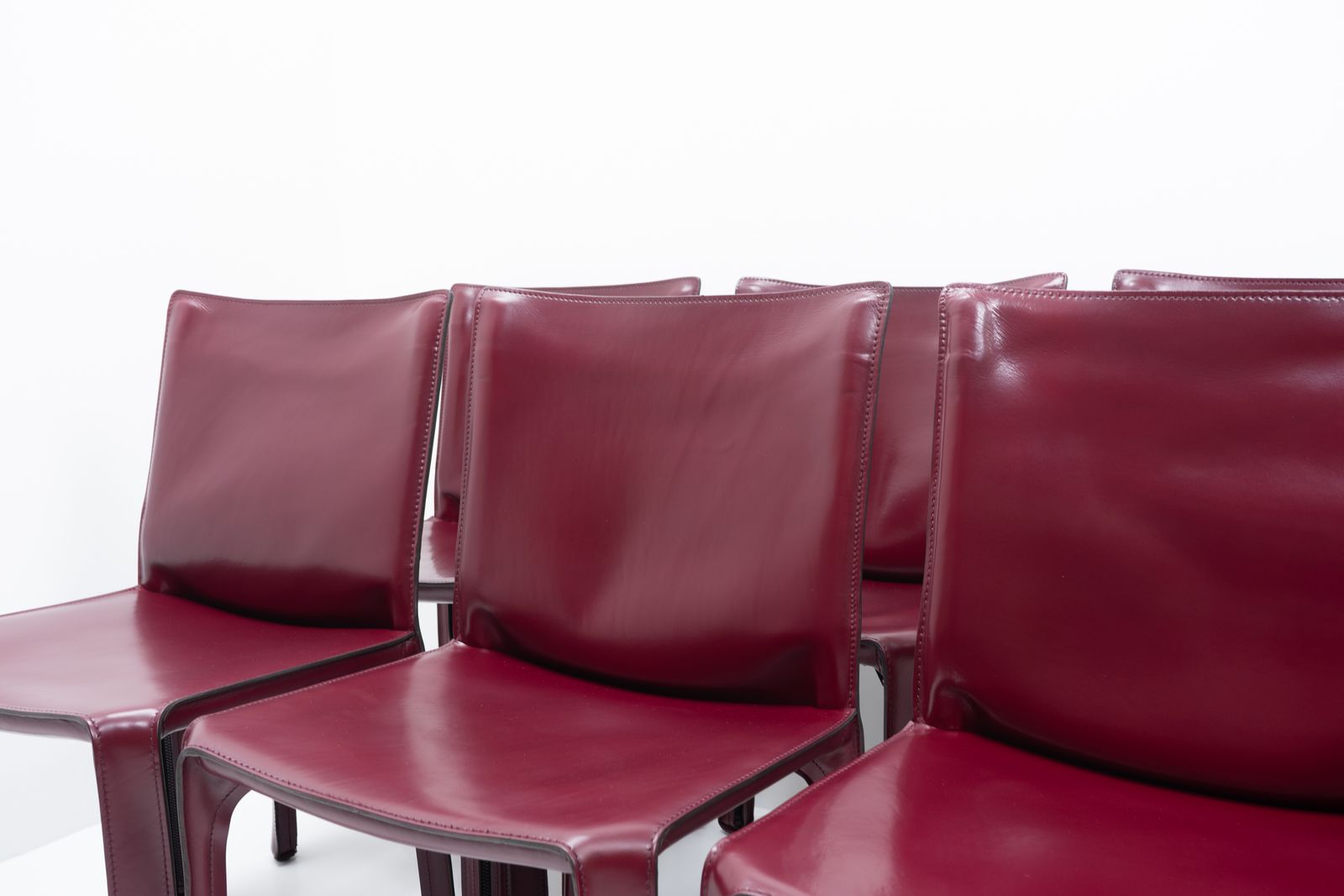 7900.0 Mario Bellini Cab 412 Sidechairs For Cassina, Bordeaux Red, Set Of 8 photo