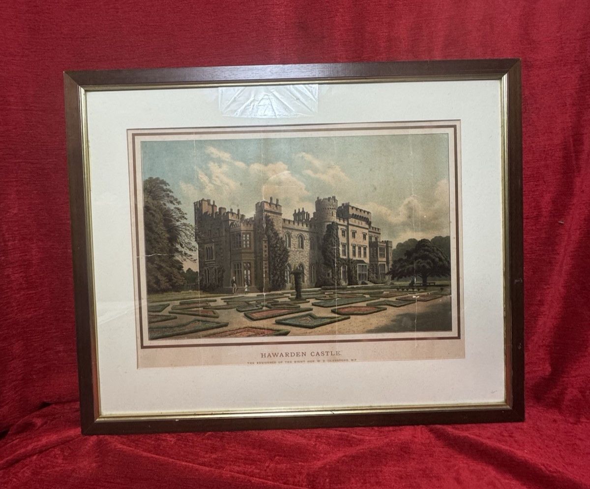 Harwarden Castle Print Victorian By Marcus Ward & Co Antique Print photo furniture