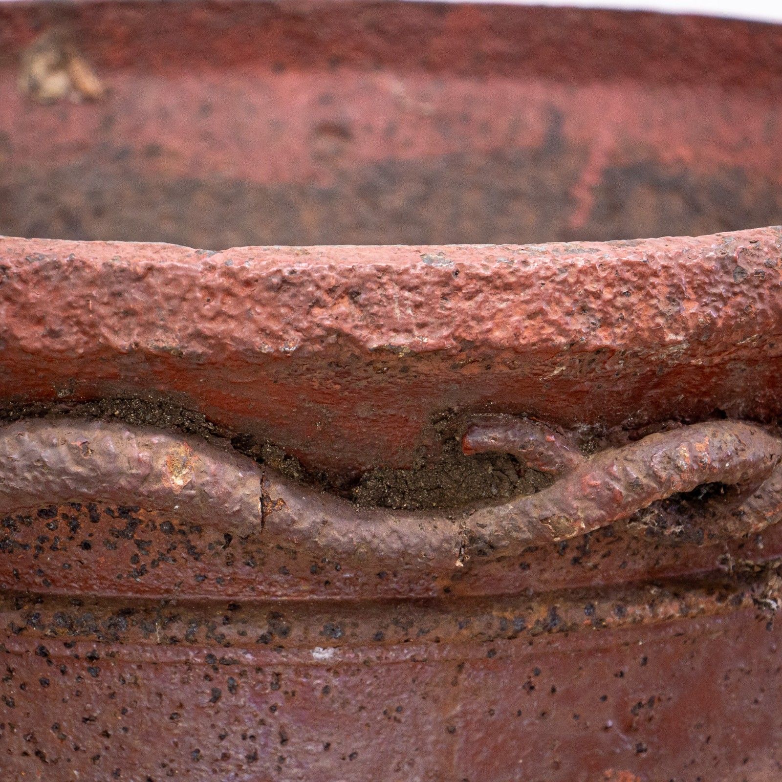 Pair Of Cast Iron French 19th Century Snake Handled Urns photo buy