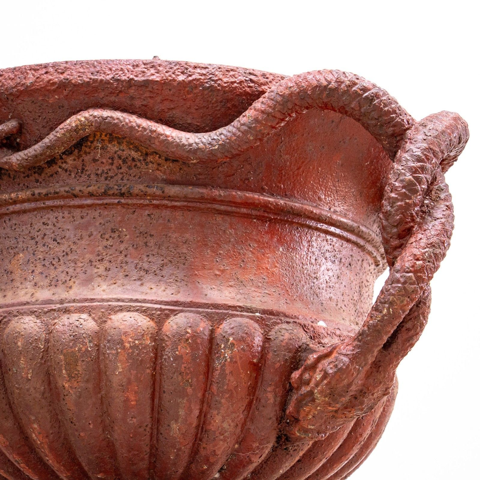 Garden Decor Pair Of Cast Iron French 19th Century Snake Handled Urns photo