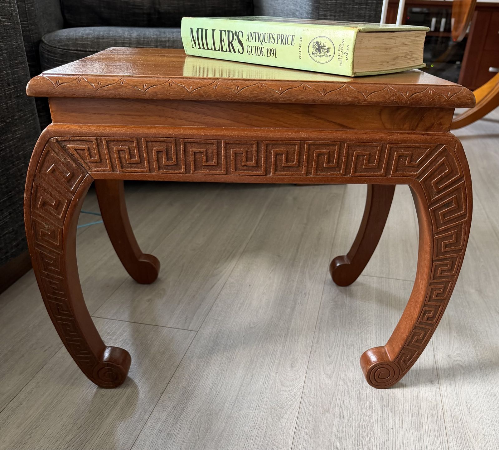 Pair Of Mid Century Hand Carved Chinoiserie Side Tables   Chow Style photo 275.0