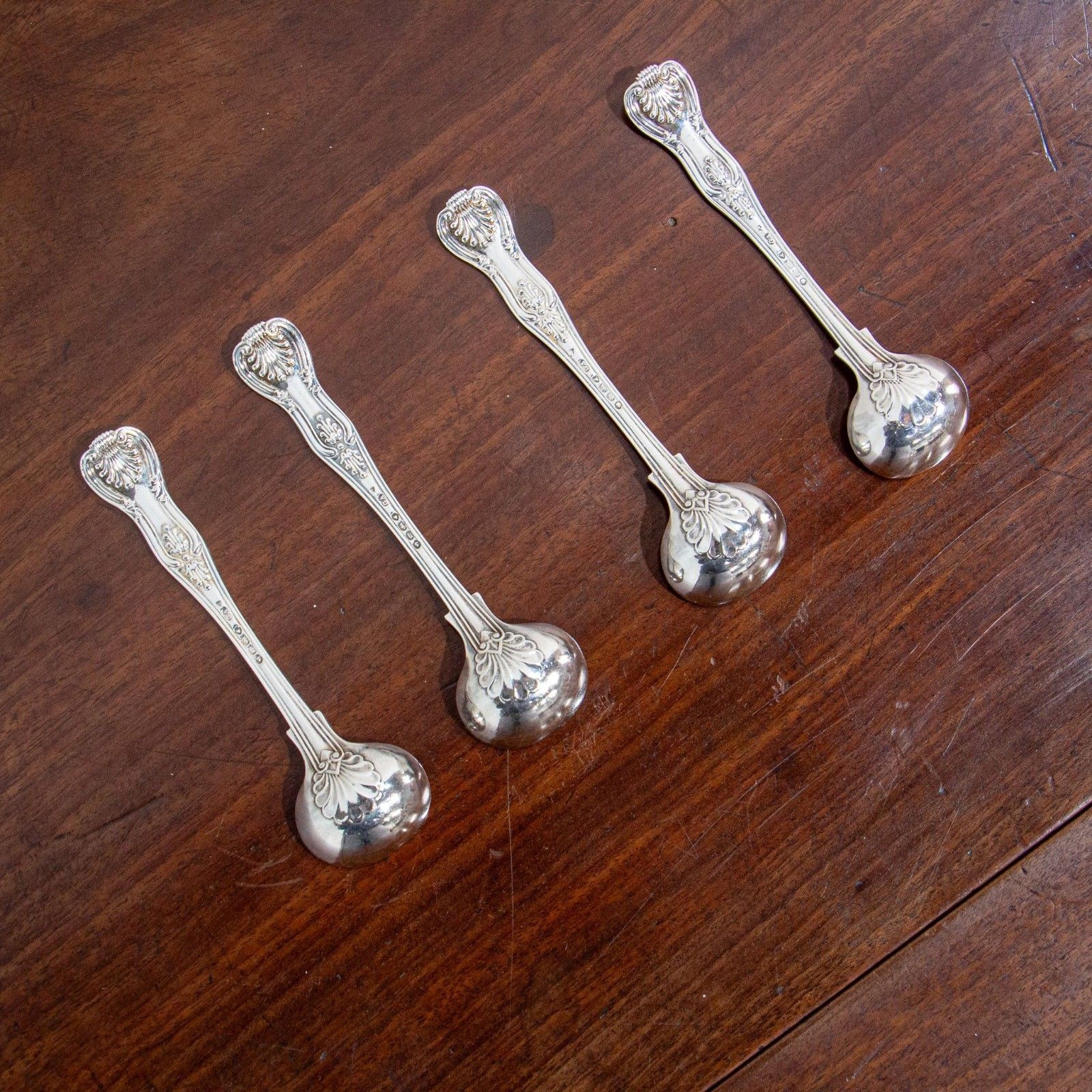 Four Victorian Silver Mustard Spoons photo for sale