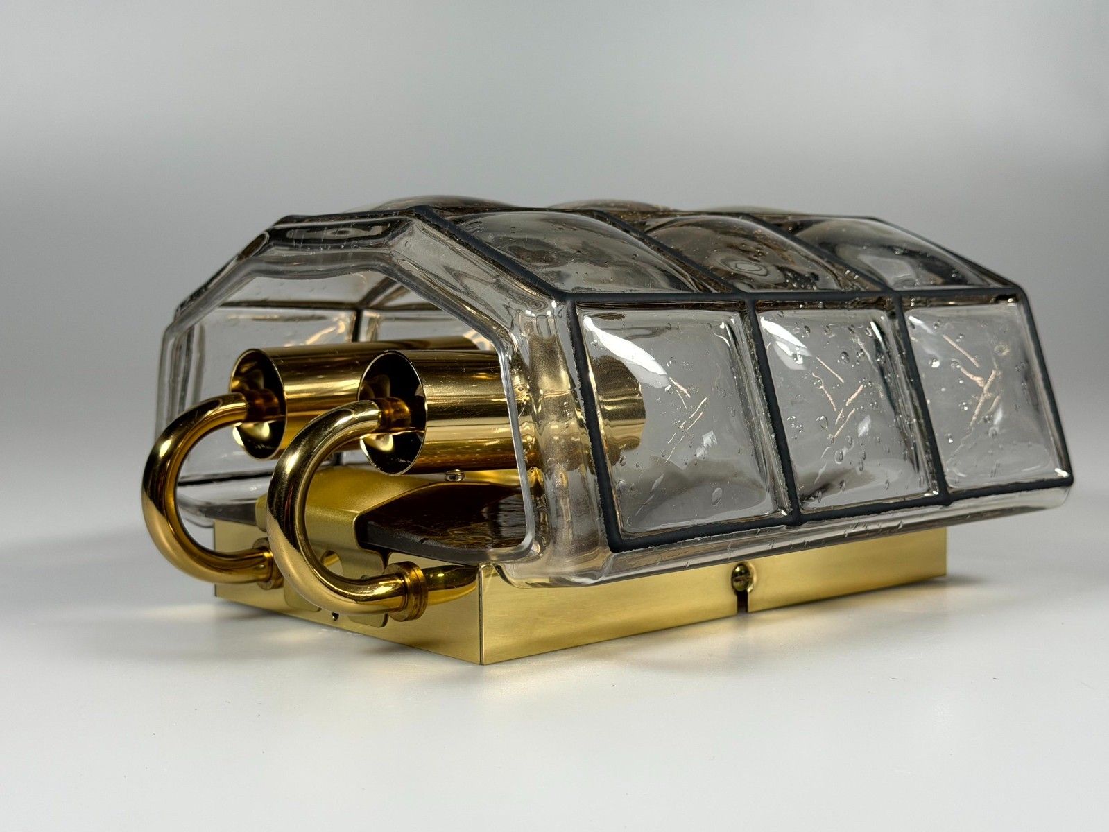 60s 70s Wall Lamp Wall Sconce Glashütte Limburg Germany Glass & Metal photo buy