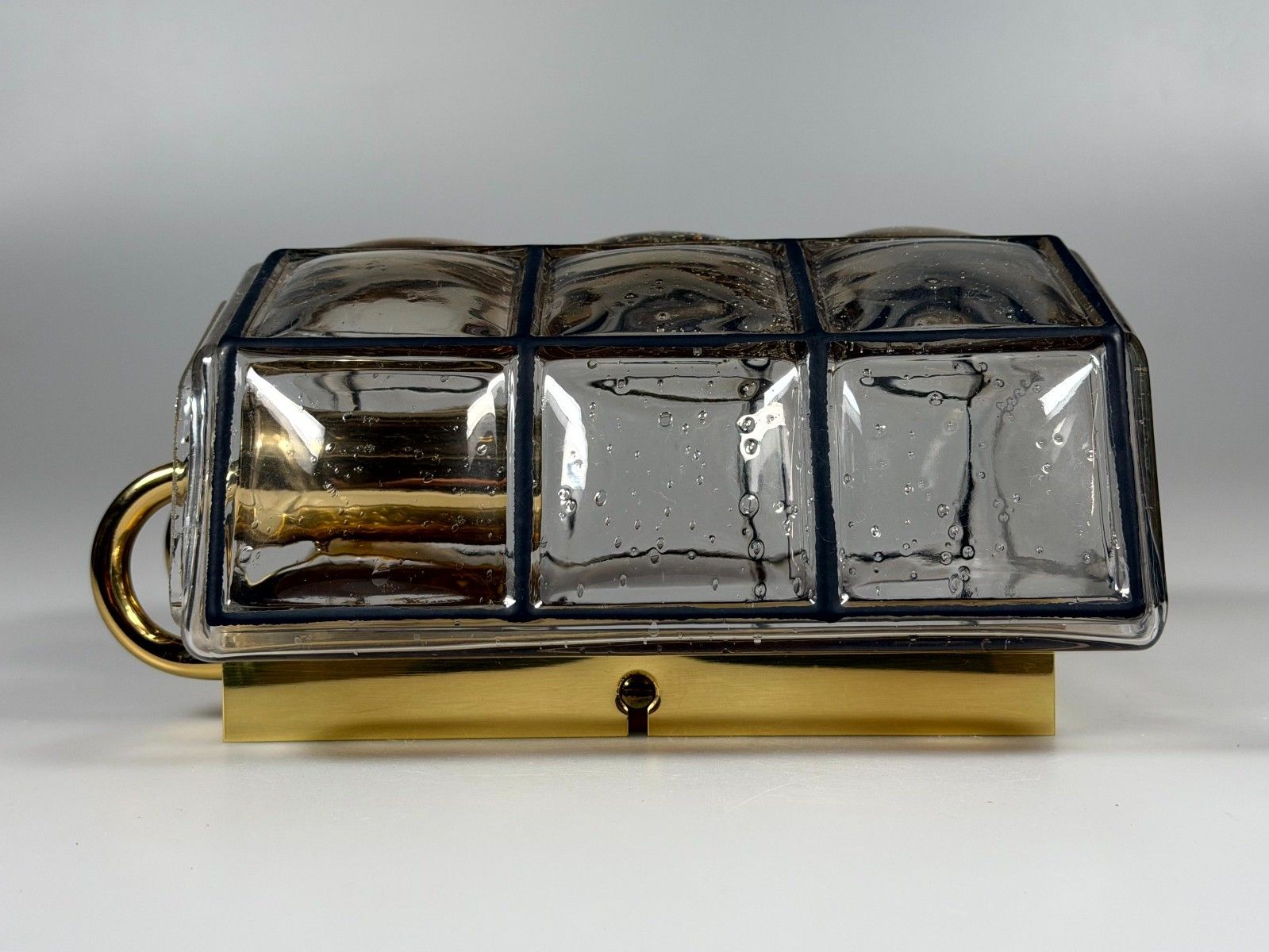 60s 70s Wall Lamp Wall Sconce Glashütte Limburg Germany Glass & Metal photo vintage
