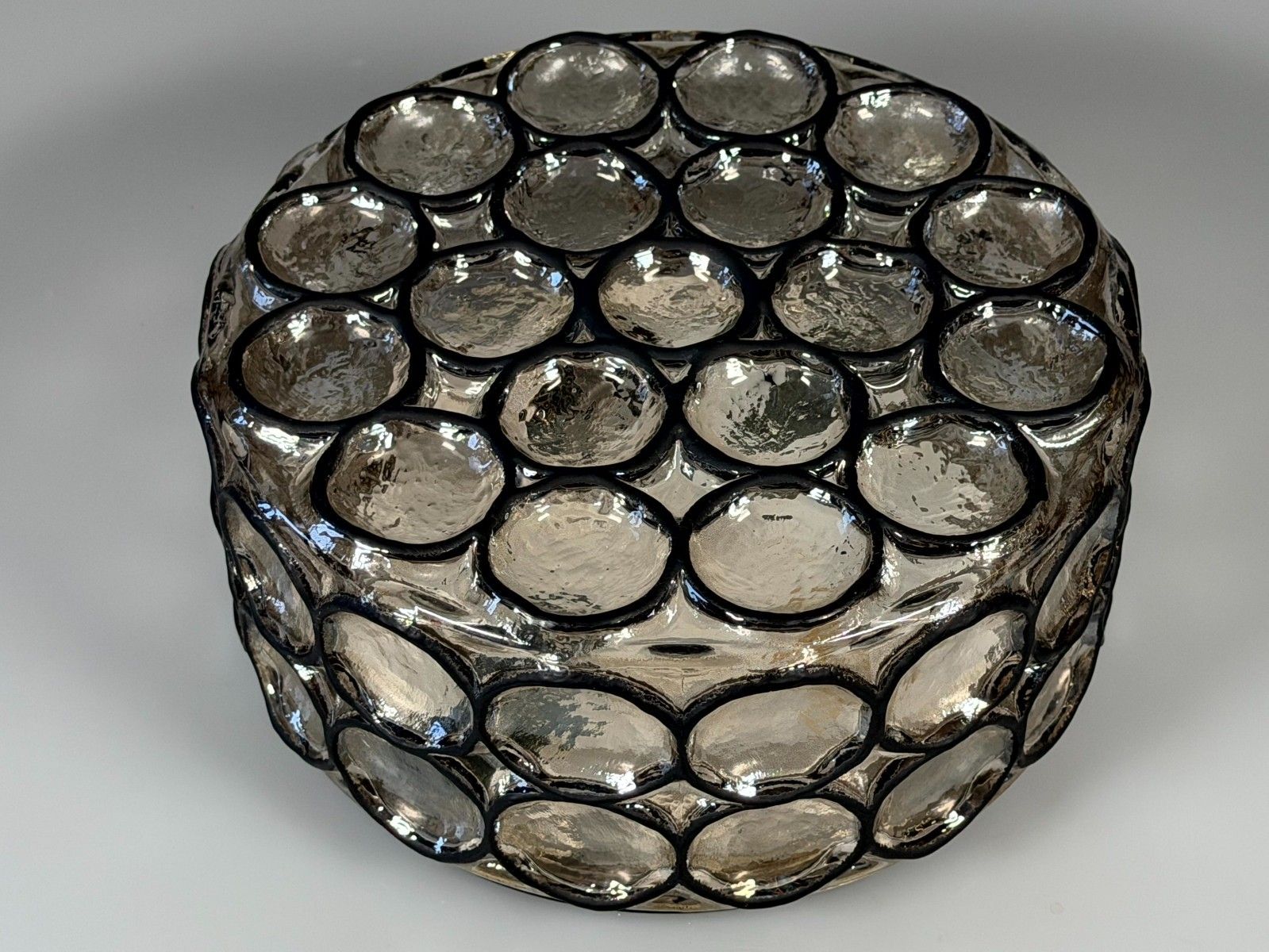 photo for sale 60s 70s Ceiling Lamp Plafoniere Glashütte Limburg Germany Glass & Metal