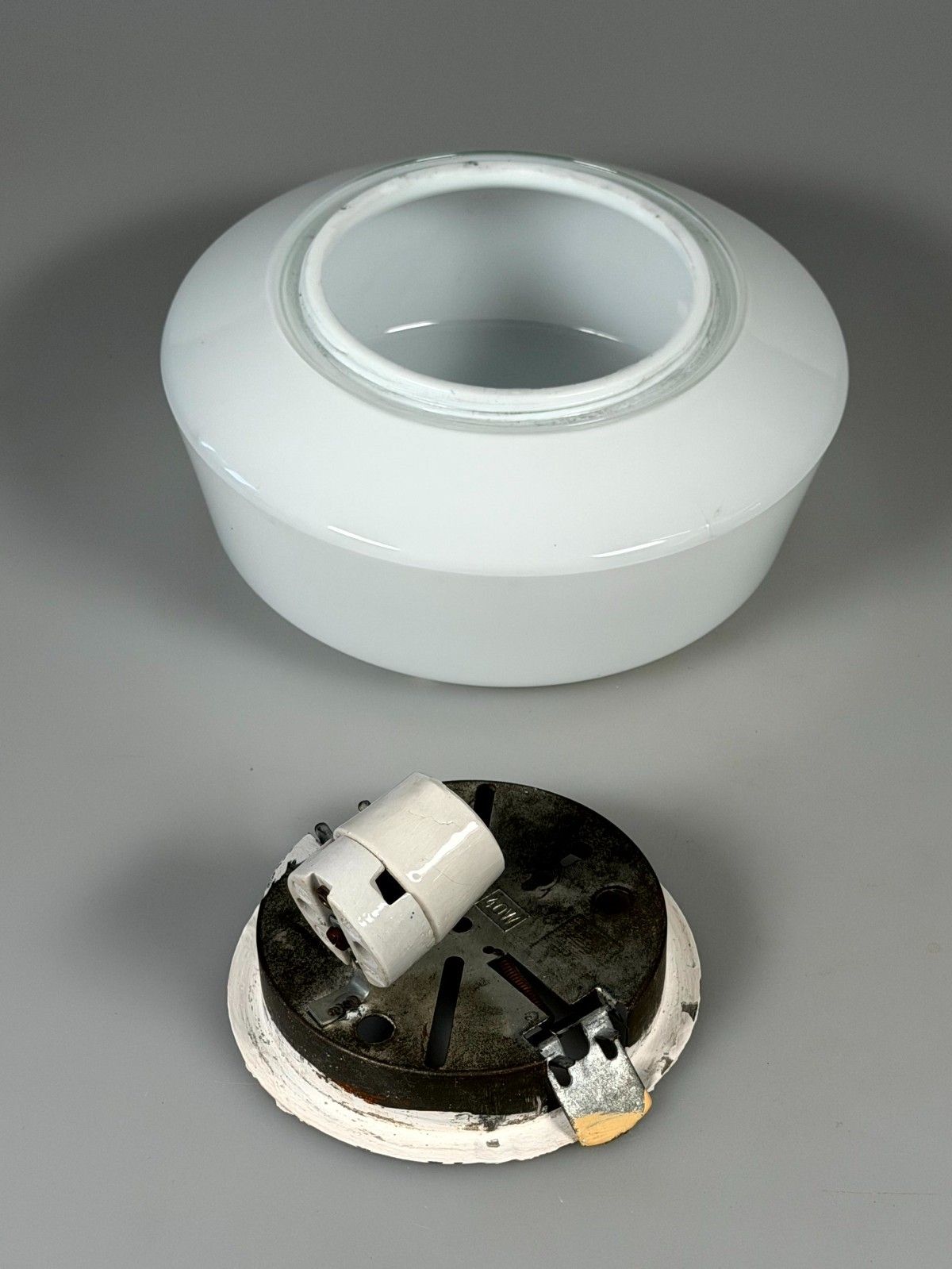 86.0 50s 60s Lamp Light Plafoniere Milk Glass Mid Century Glass Design Rzb photo