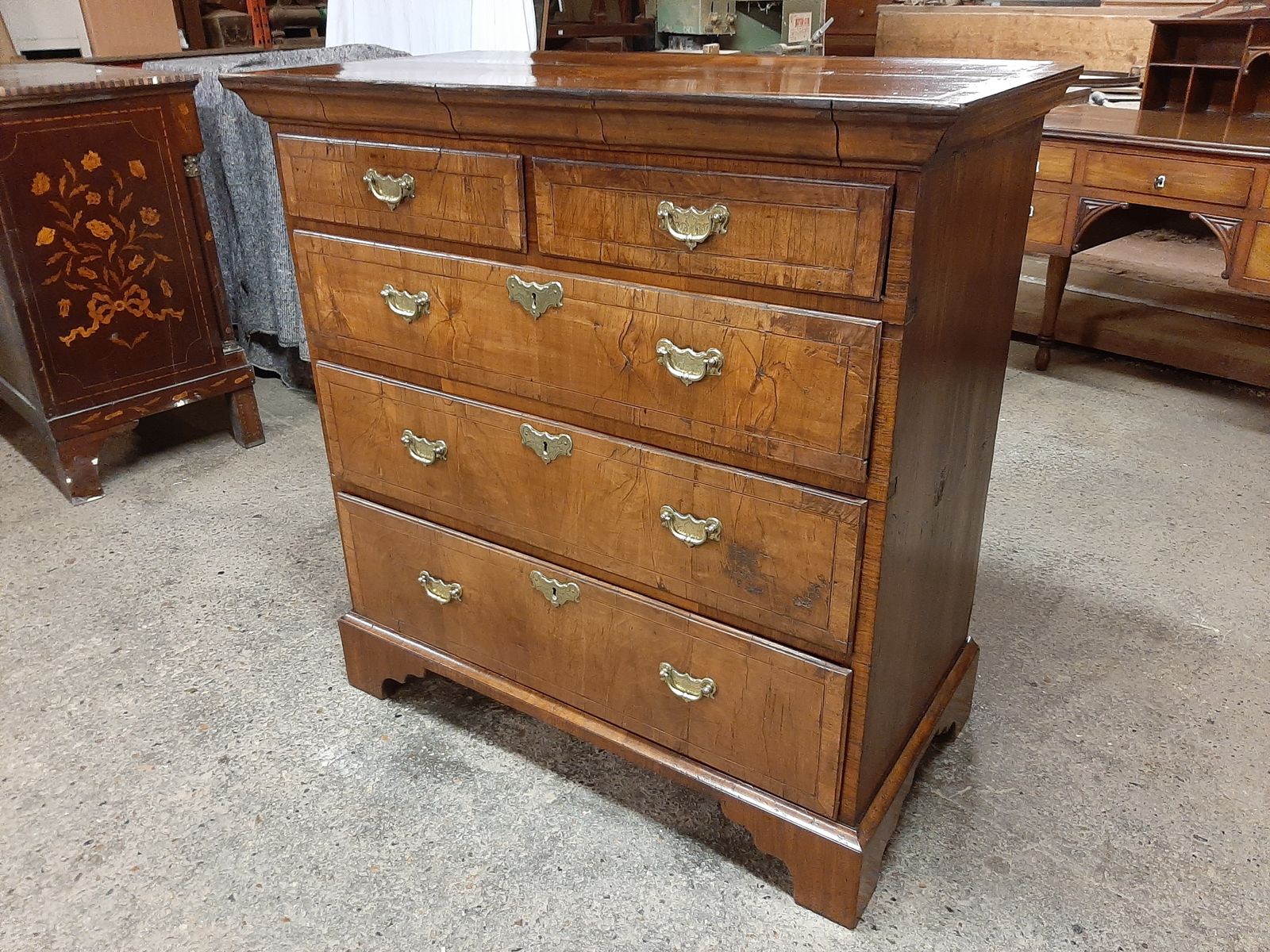 Lovely Antique Late 18th Century Walnut Chest Of Drawers photo 695.0