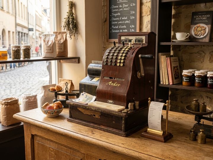 Mechanische Kassa, Vintage Houten Anker, Jaren 1920, Europees photo furniture