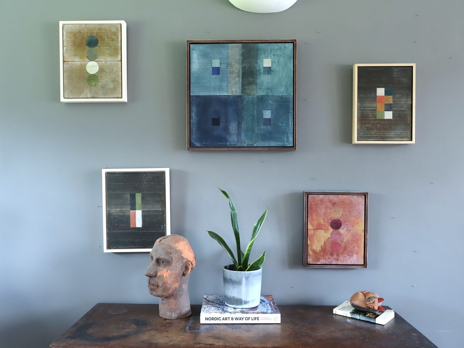 Geometric Collage In Taupe, Mixed Media On Wooden Panel, 2026 photo furniture