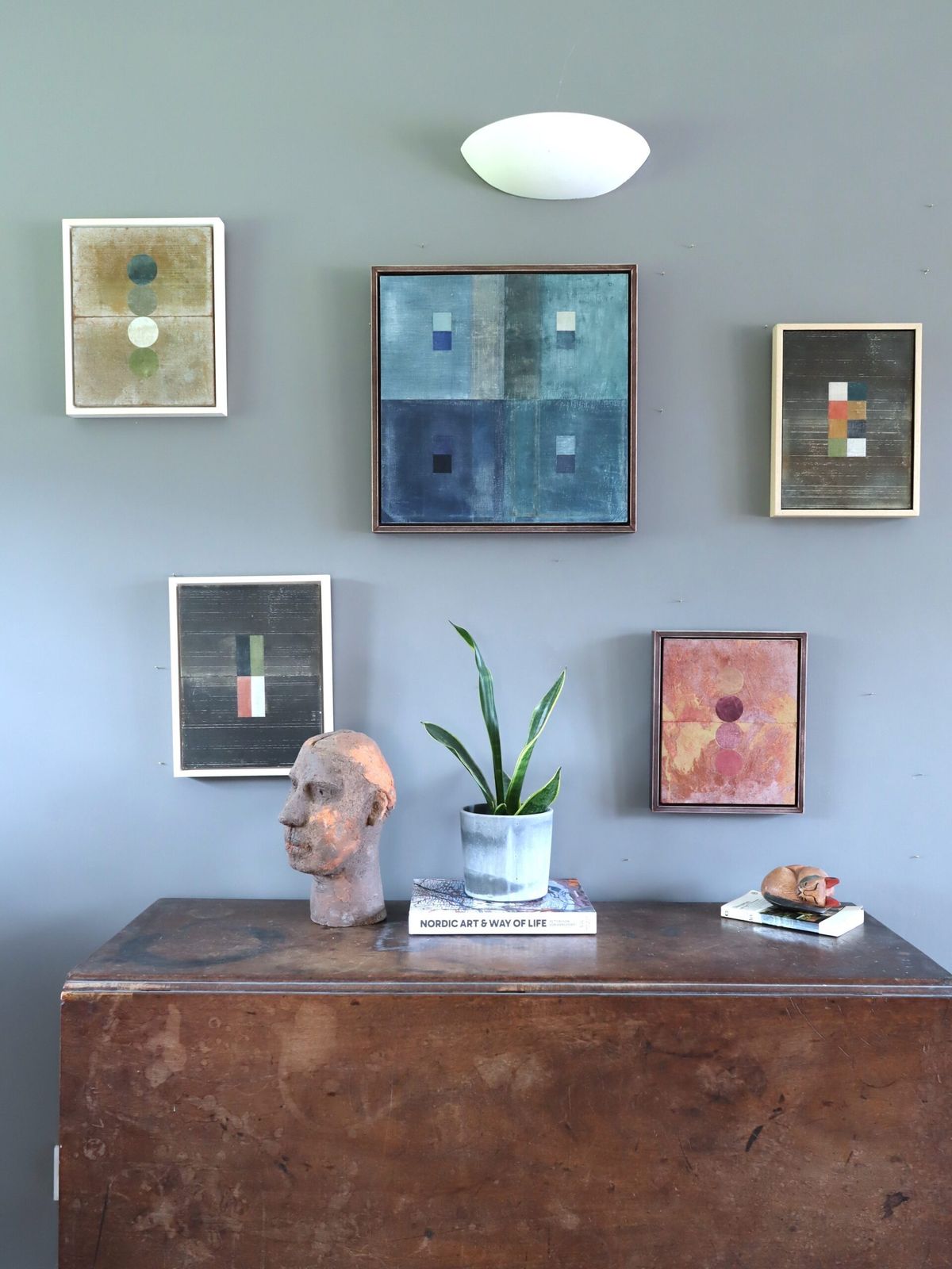 Geometric Collage In Taupe, Mixed Media On Wooden Panel, 2026 photo for sale