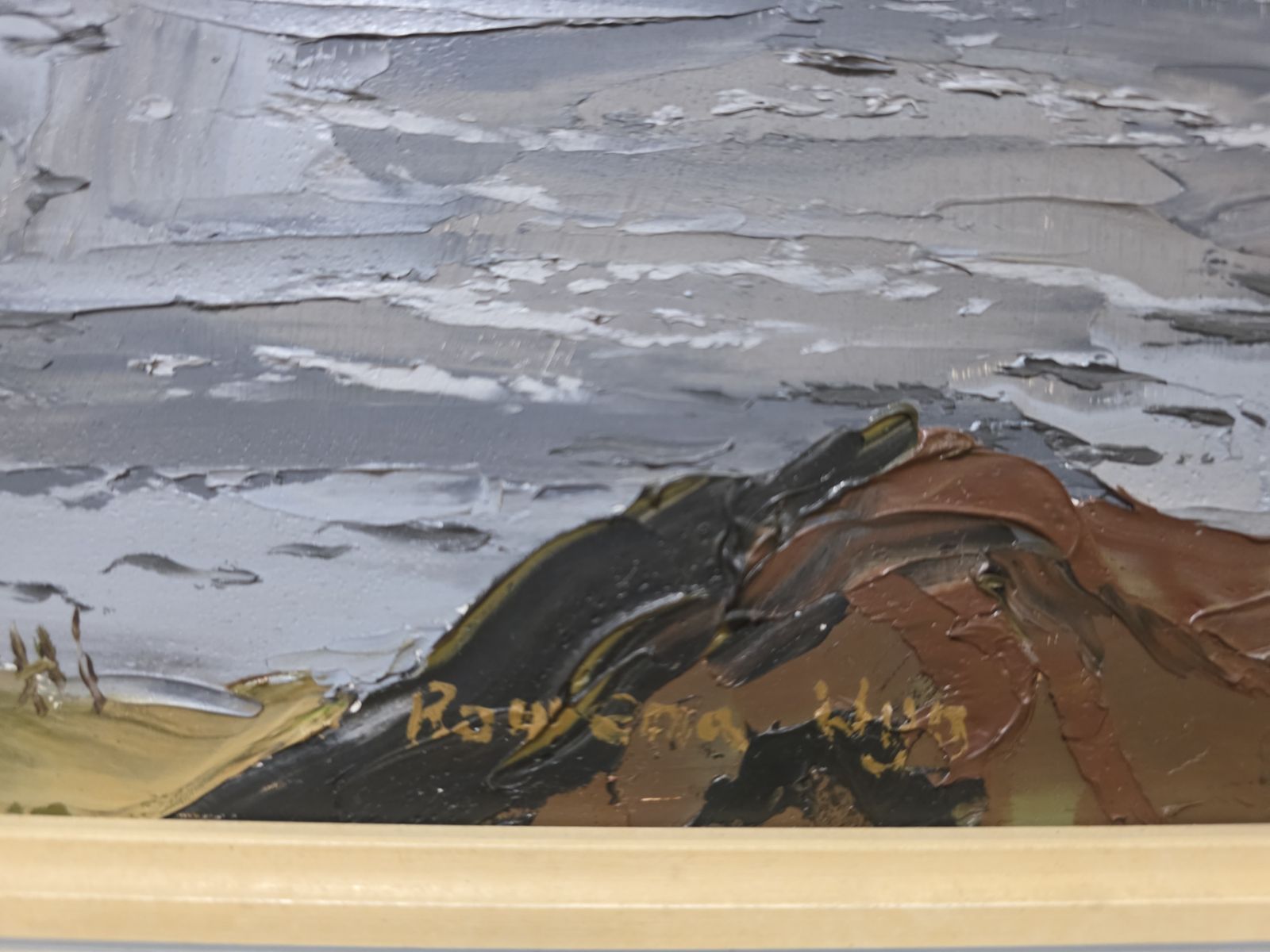 Rowena Wyn Jones (1917–2003), Baladeulyn, Oil On Board, Exhibited At The 1974 Paris Salon, Société Des Artistes Français, Grand Palais, With Original Exhibition And James Bourlet Labels Verso. photo furniture