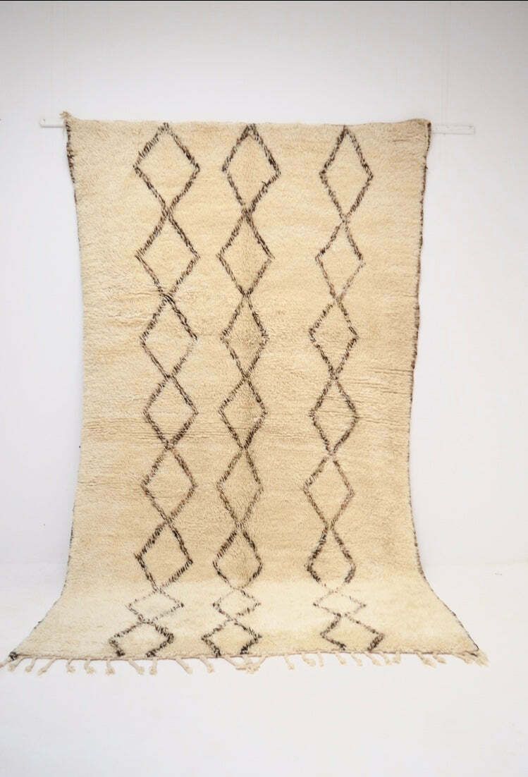 Sale Ending Soon Vintage Beni Ourain Rug 6'3”X 10'9" Plush Wool Lozenge Berber Carpet Bq1881 Eames Le Corbusier photo furniture