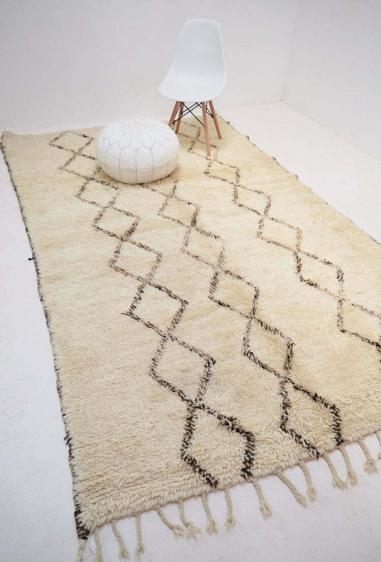 Sale Ending Soon Vintage Beni Ourain Rug 6'3”X 10'9" Plush Wool Lozenge Berber Carpet Bq1881 Eames Le Corbusier