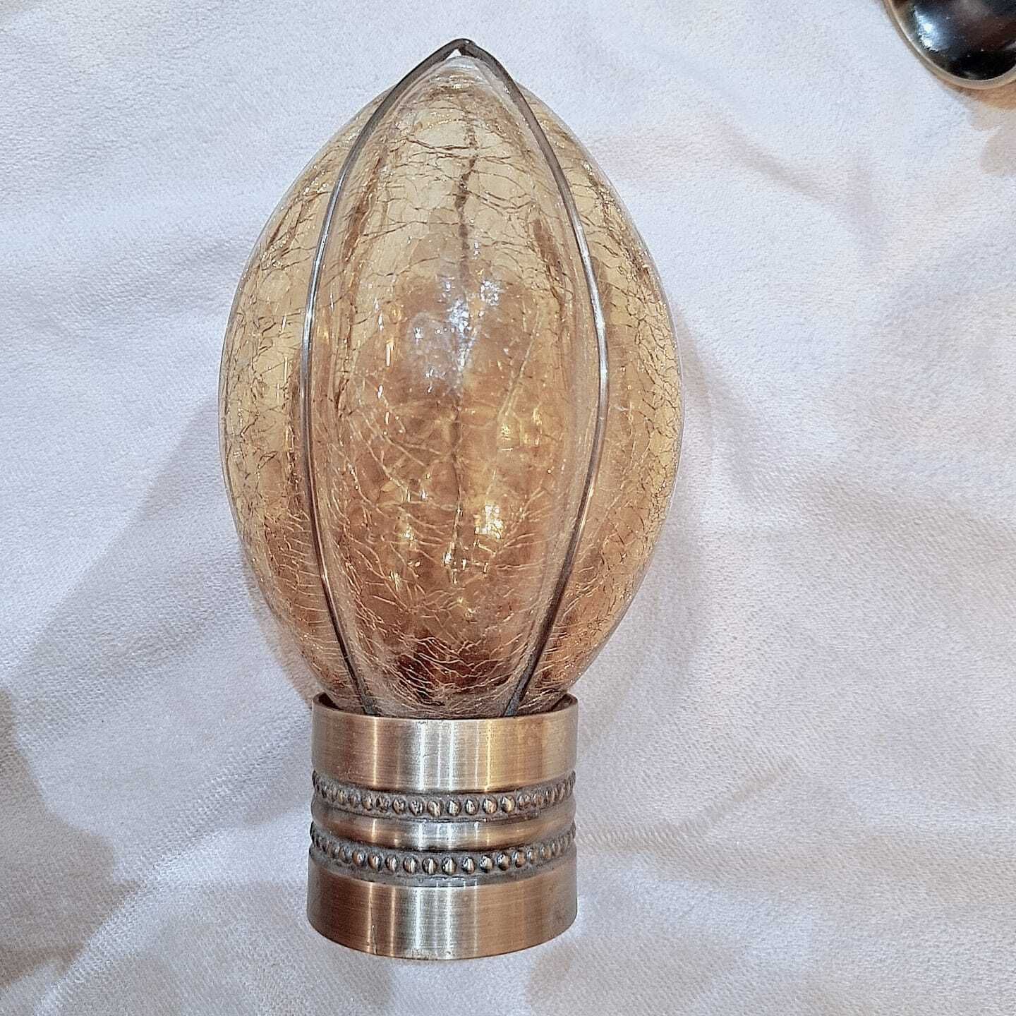 50mm Period Property Curtain Poles – Hand Blown Crackle Glass Finials With Original Matching Rings & Brackets photo buy