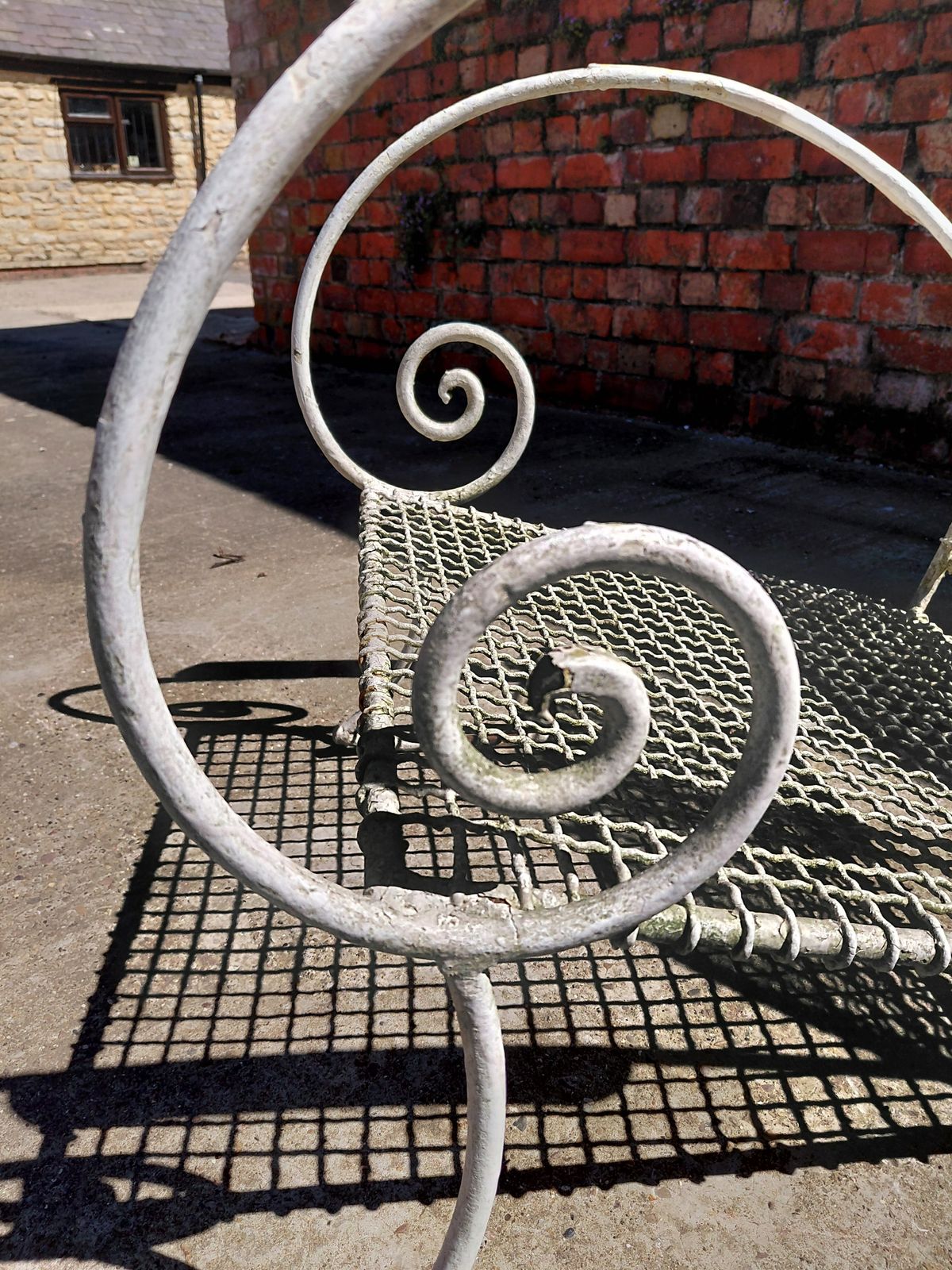 Rare Set Of Two Antique Wirework Garden Chairs With Cushions, Circa 1920s photo vinterior
