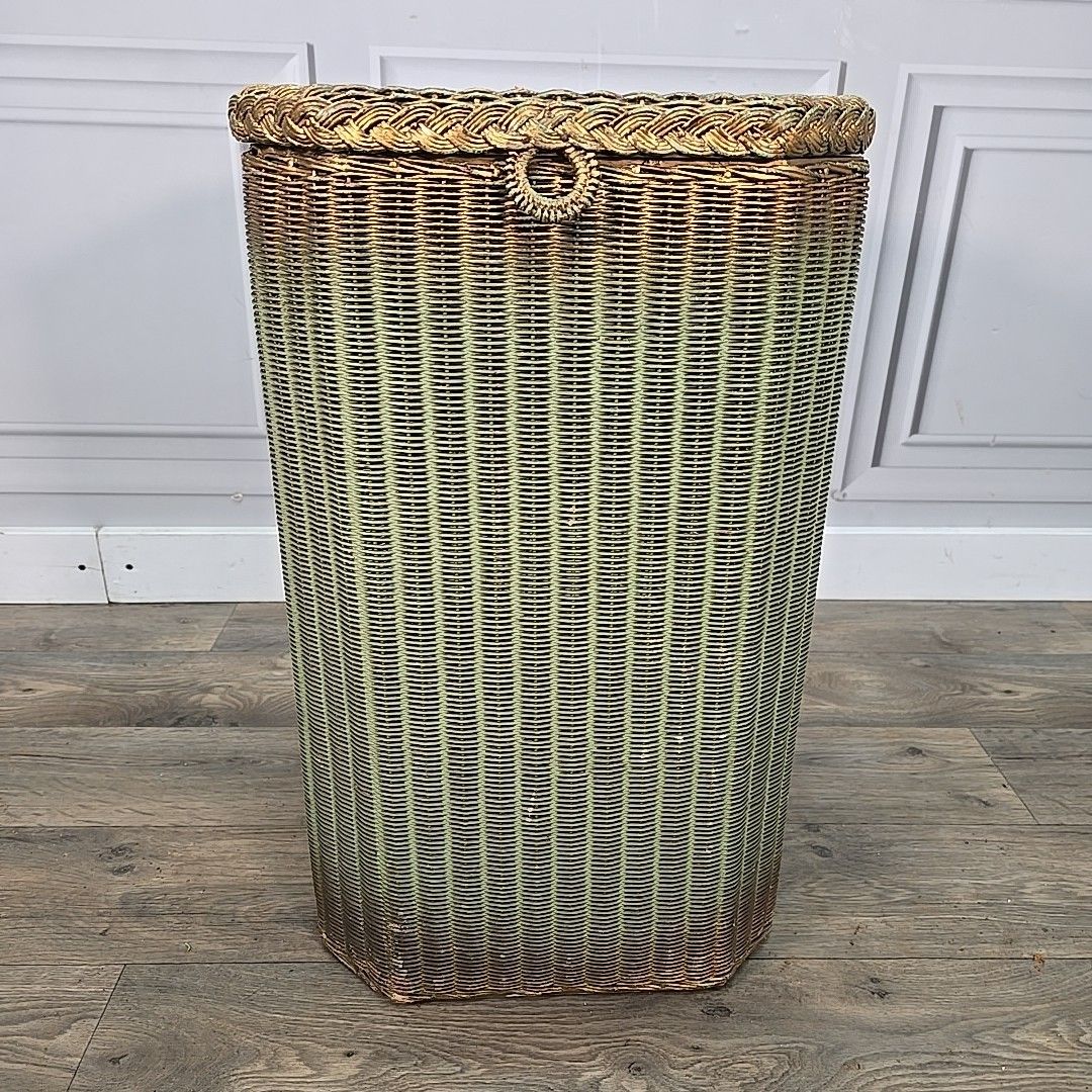 Retro Vintage  Laundry Basket Lloyd Loom Lusty Linen Woven Fibre Bedroom Storage photo buy