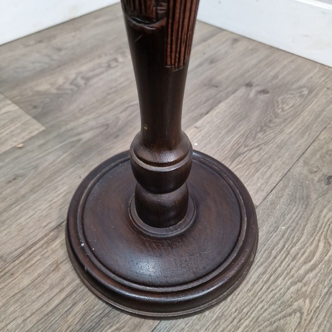 photo buy Vintage Ashtray Plant Stand Mid Century Carved Hardwood – Oriental Figural Scene