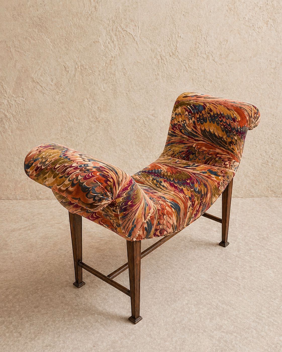 Mid Century Sculptural Bench In Lee Jofa ‘Taplow’ Velvet. photo vinterior