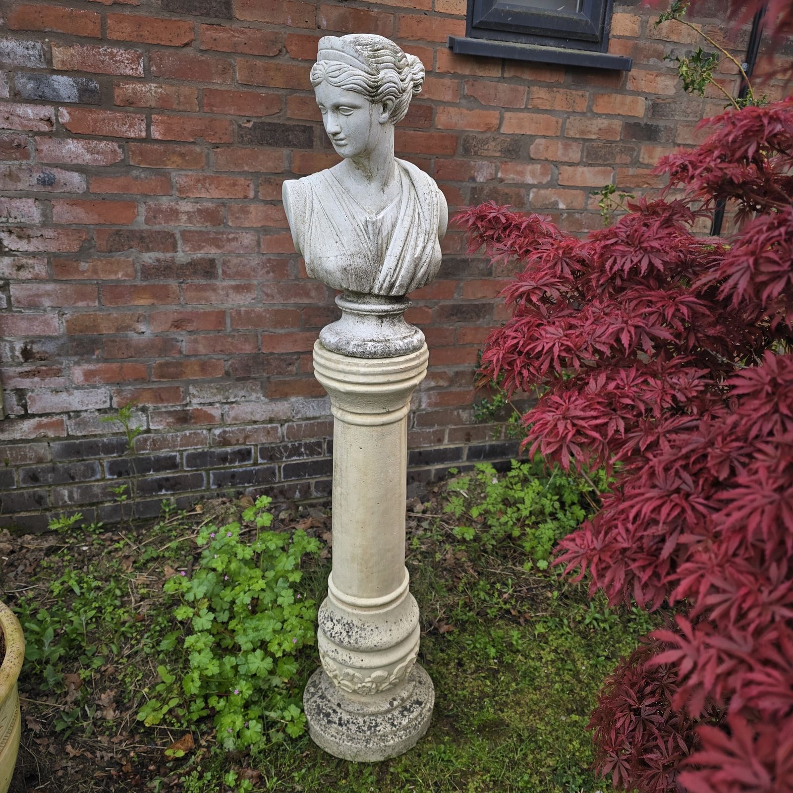 Stone Bust Of Athena On Plinth