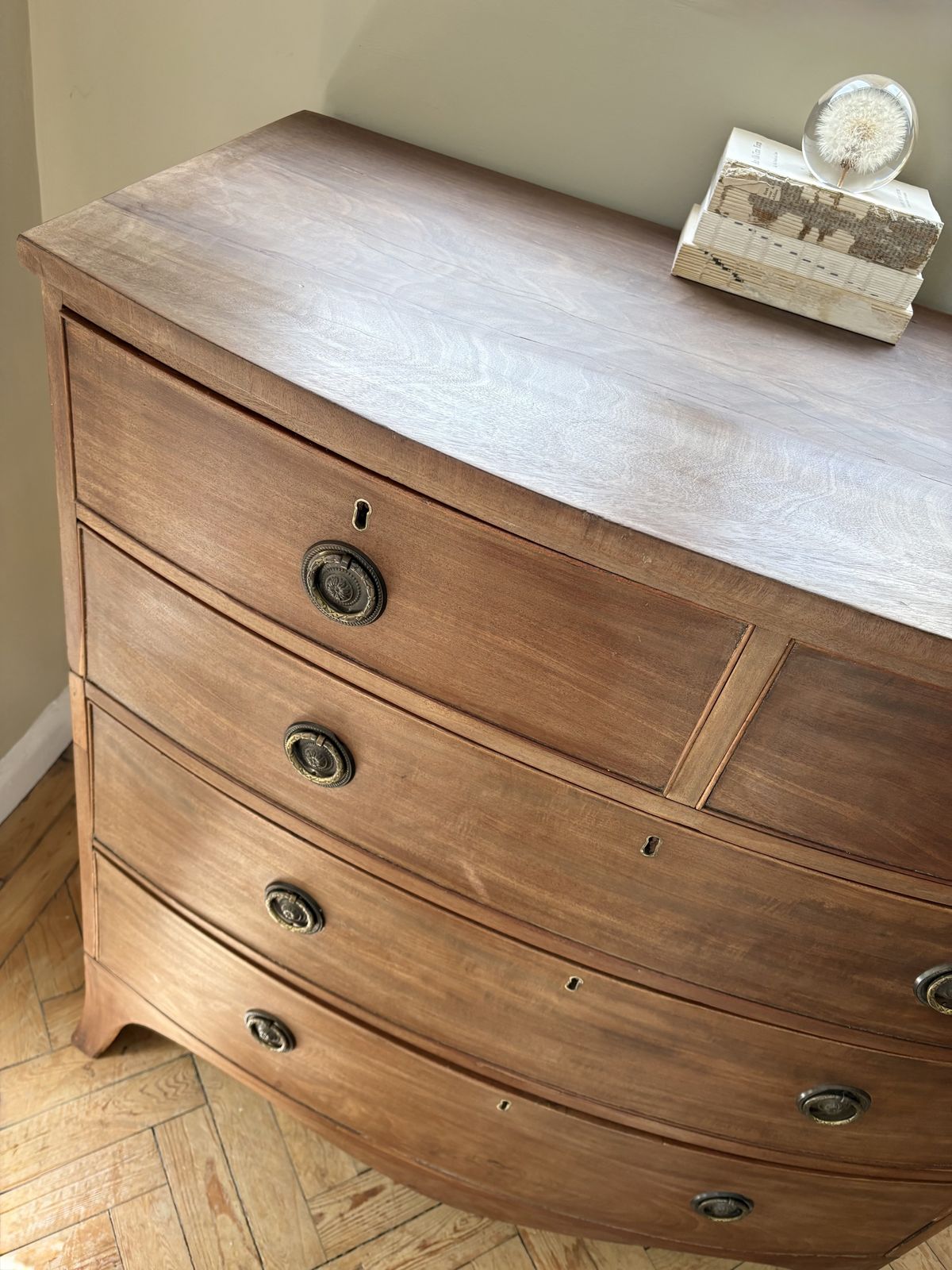 Antique Mahogany Bow Fronted Chest Of Drawers ( Separated Into Two Parts ) photo furniture