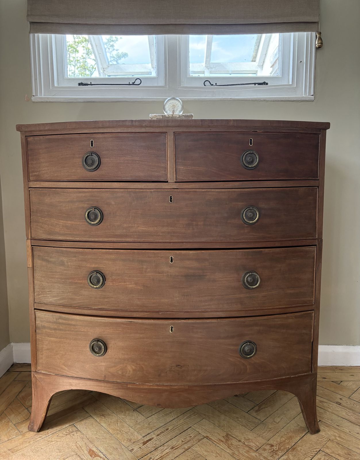 Antique Mahogany Bow Fronted Chest Of Drawers ( Separated Into Two Parts ) photo for sale