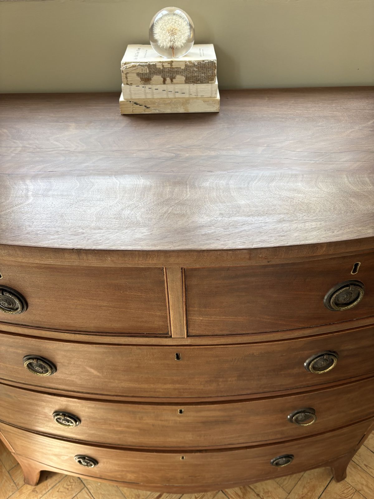 Antique Mahogany Bow Fronted Chest Of Drawers ( Separated Into Two Parts ) photo 765.0