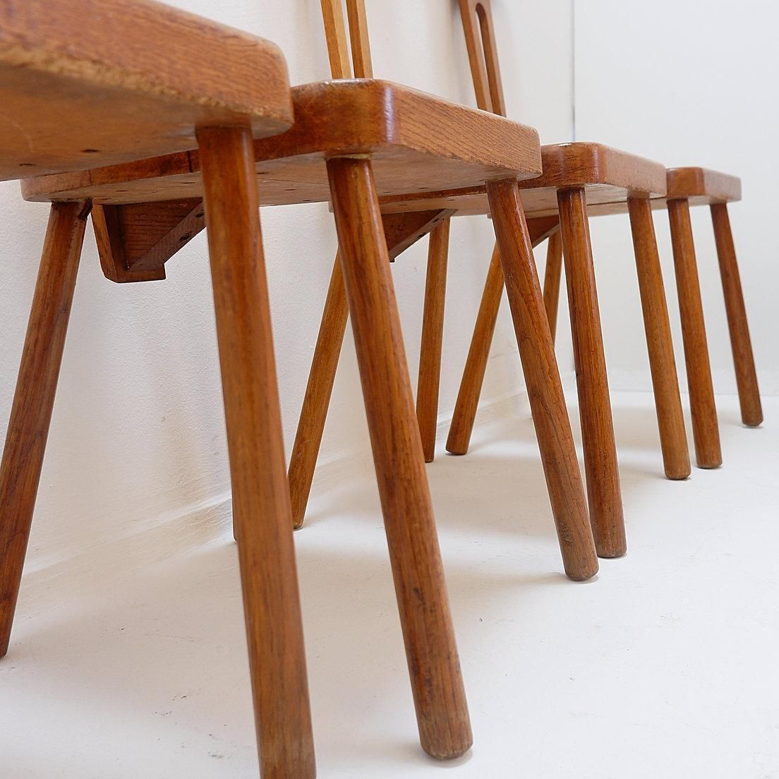 Set Of 6 Vintage Mid Century Modern Wooden T Back Dining Chairs photo buy