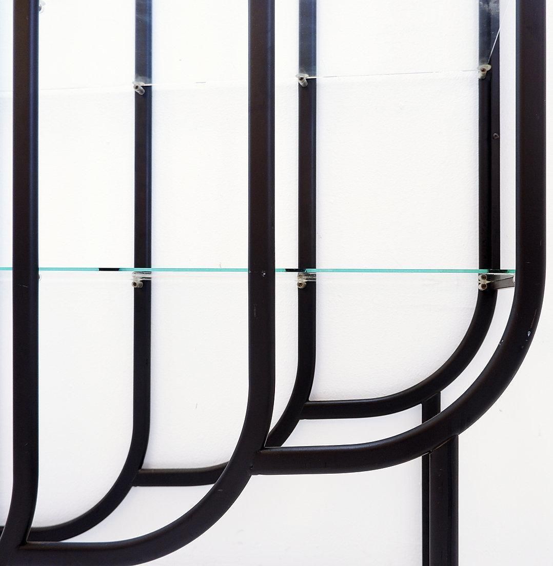 photo vinterior Modern Black Bookcase By Clautra, Metal & Glass, 183cm Tall