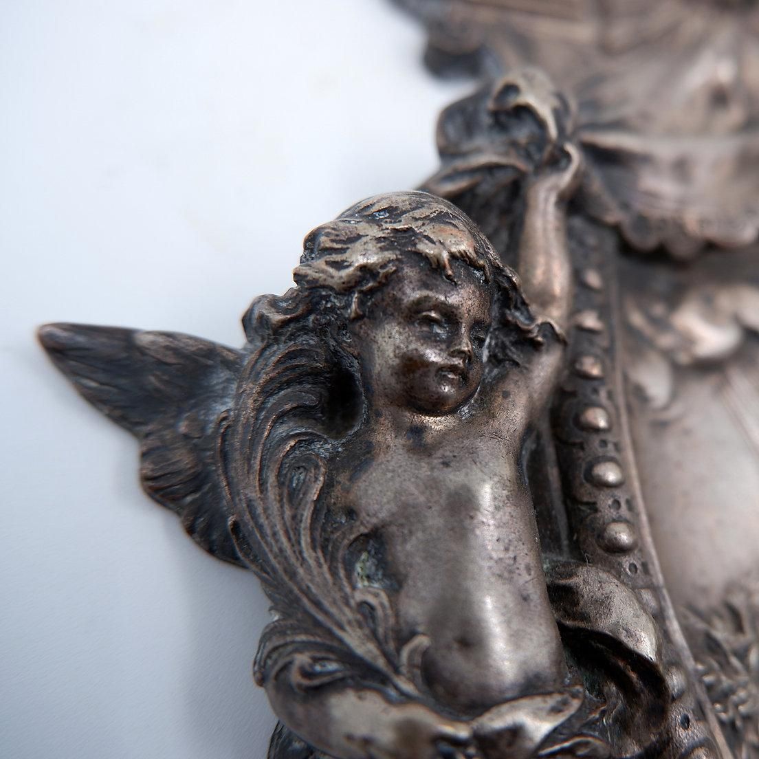 677.0 Holy Water Font Depicting "The Baptism Of Christ" In Silver Plated Copper   19th photo