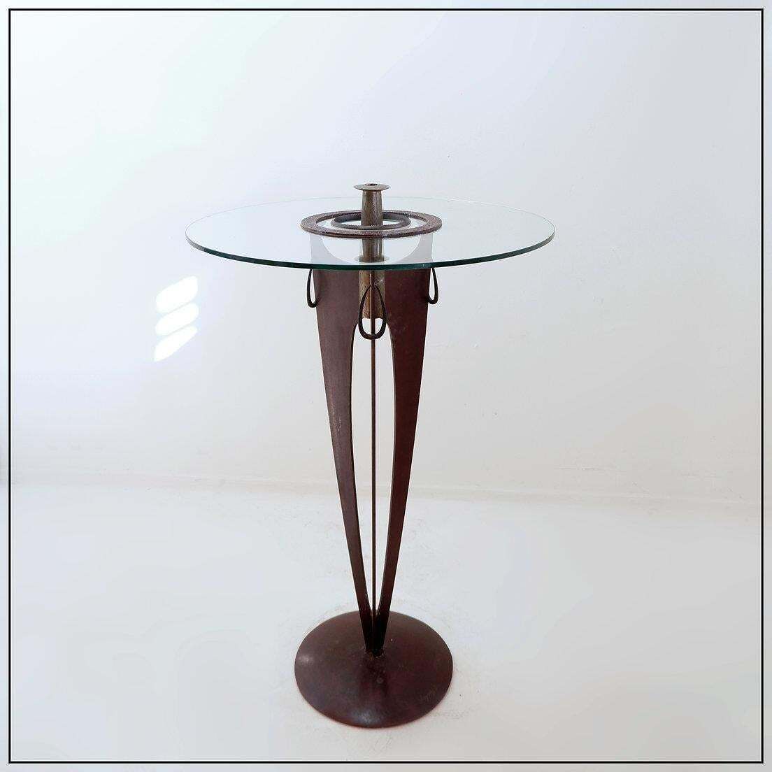 Vincent Wegnez Sculptural Bronze And Glass Console Table   Signed / Belgium 20th photo buy