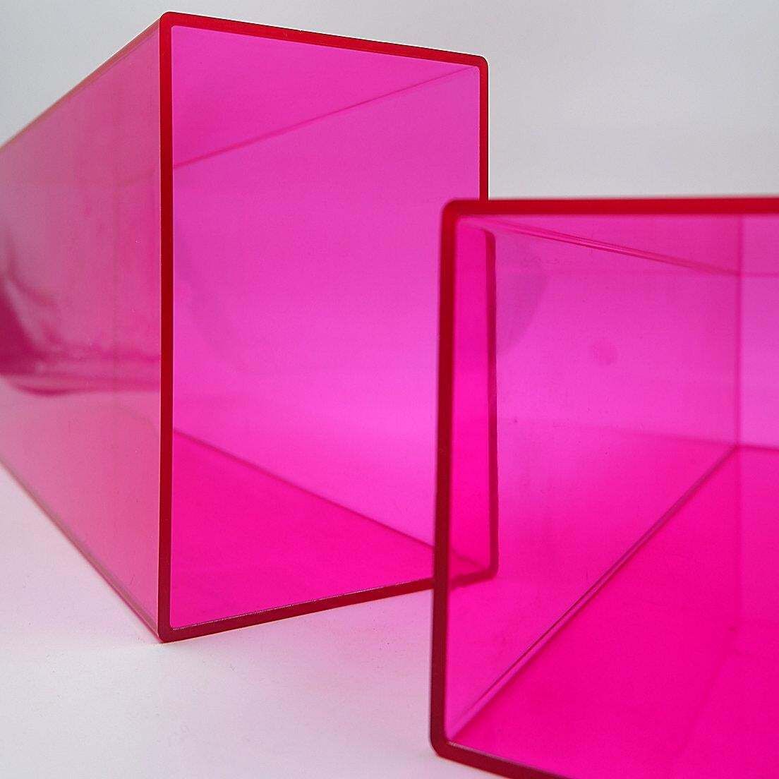 337.0 Modern Large Pink Acrylic Vases, Pair For 21st Century Home Decor photo