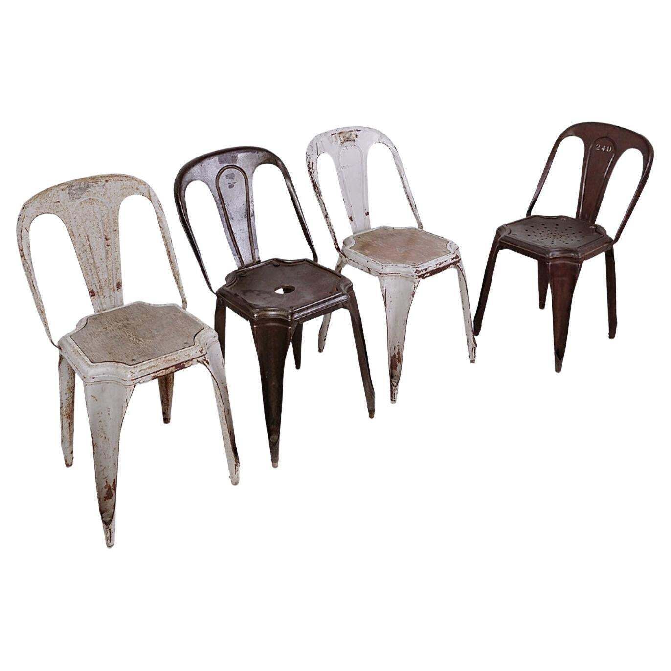Stackable Industrial Bistro Chairs By Fibrocit Of Belgium    Set Of 4    1950s