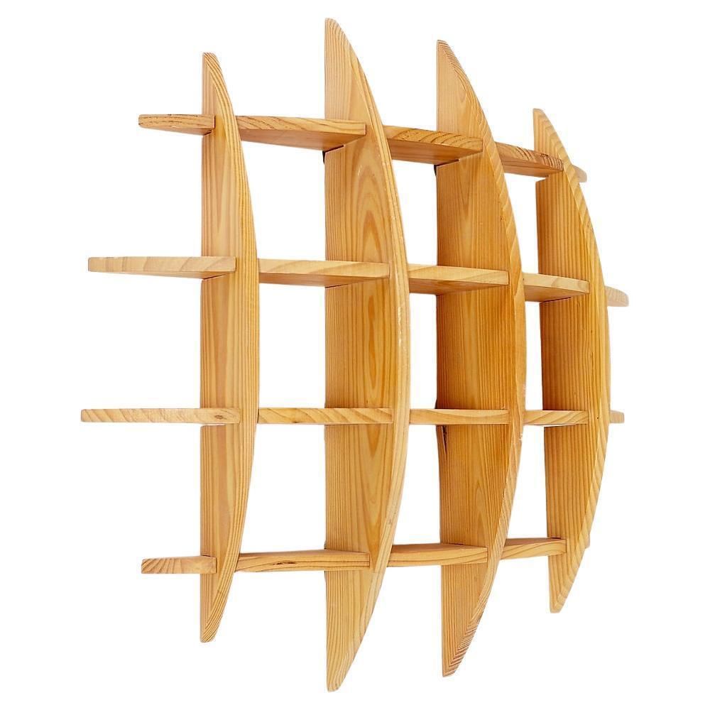 Mid Century Modern Small Round Pine Wall Shelf By Manfredo Massironi