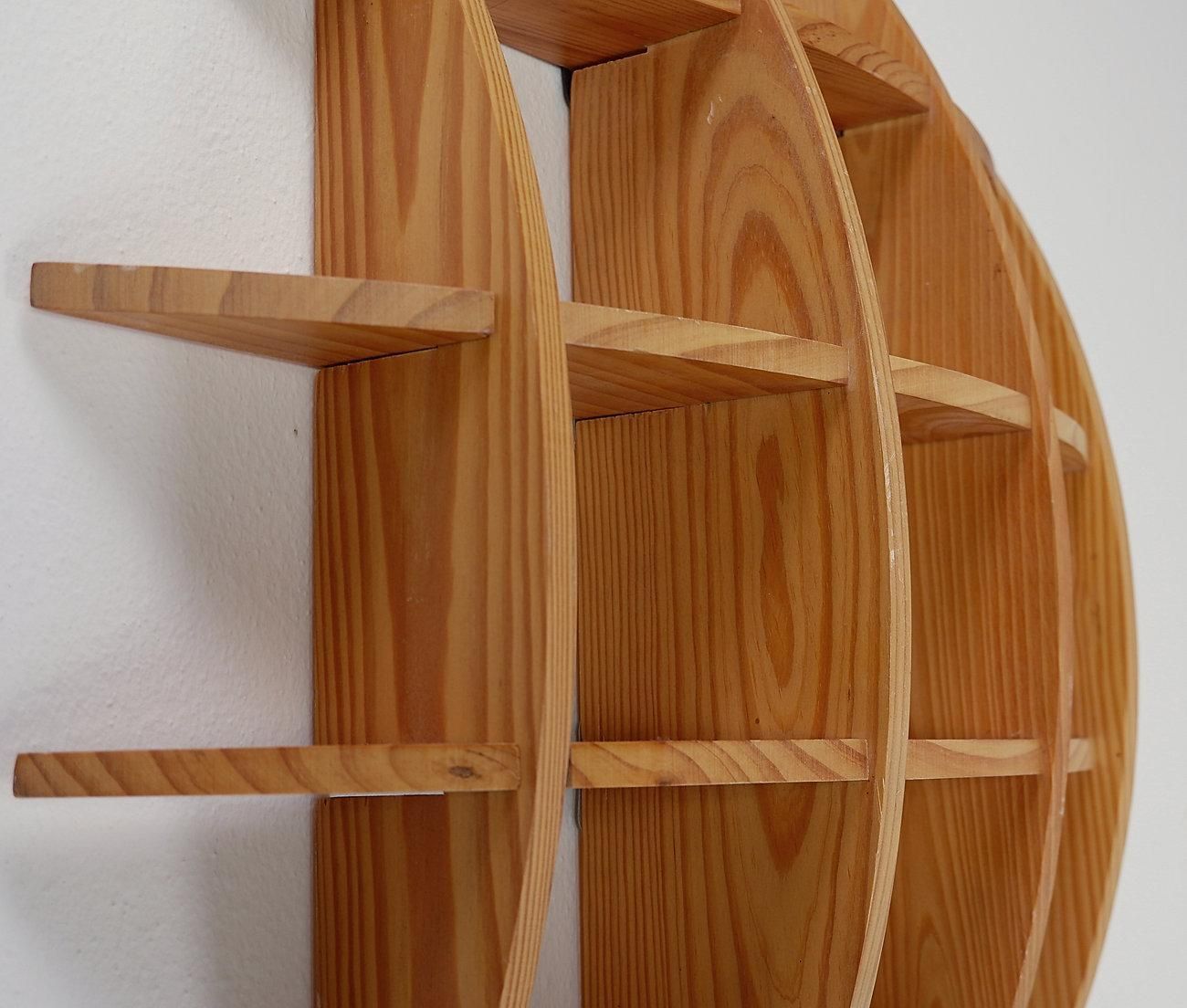Mid Century Modern Small Round Pine Wall Shelf By Manfredo Massironi photo buy