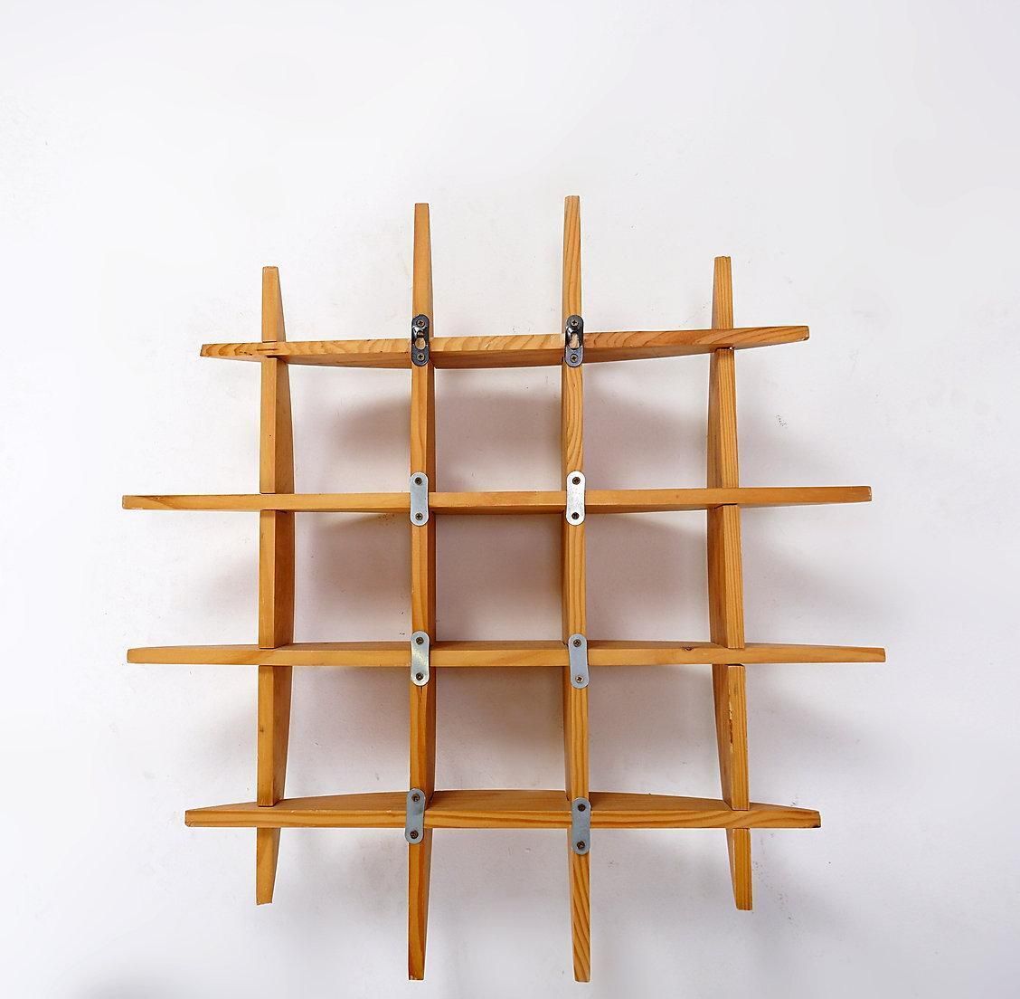 photo furniture Mid Century Modern Small Round Pine Wall Shelf By Manfredo Massironi
