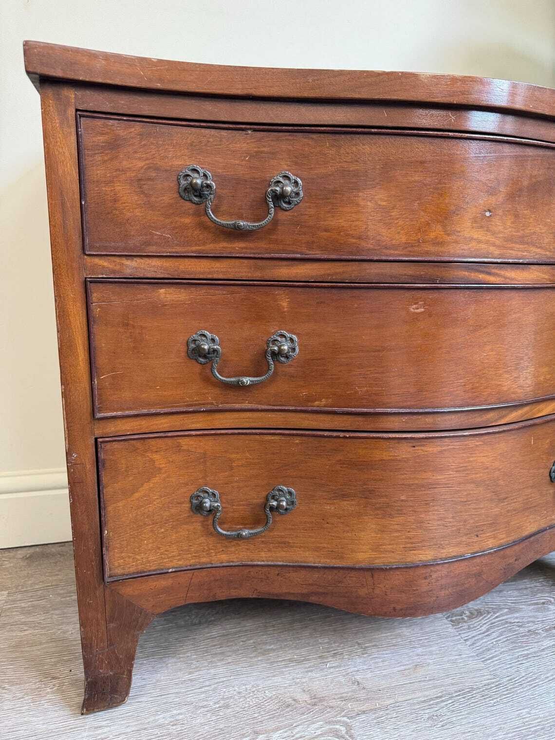 photo buy Vintage Small Bow Front Wood Chest Of Drawers Original Hardware Small