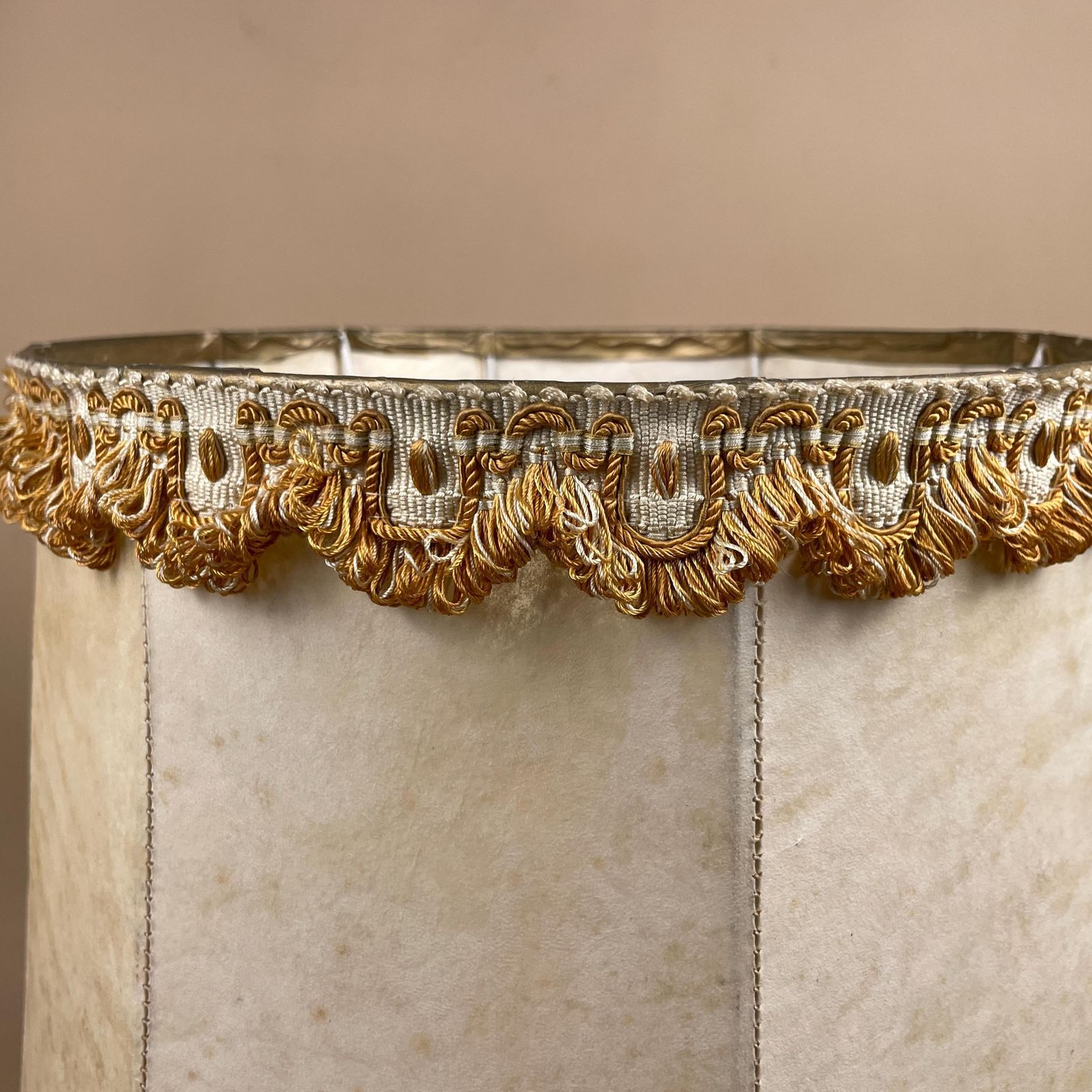 Vintage Empire Lampshade Parchment Fringe Trim Cream Traditional Light Classic Downton Abbey Style Neutral photo furniture