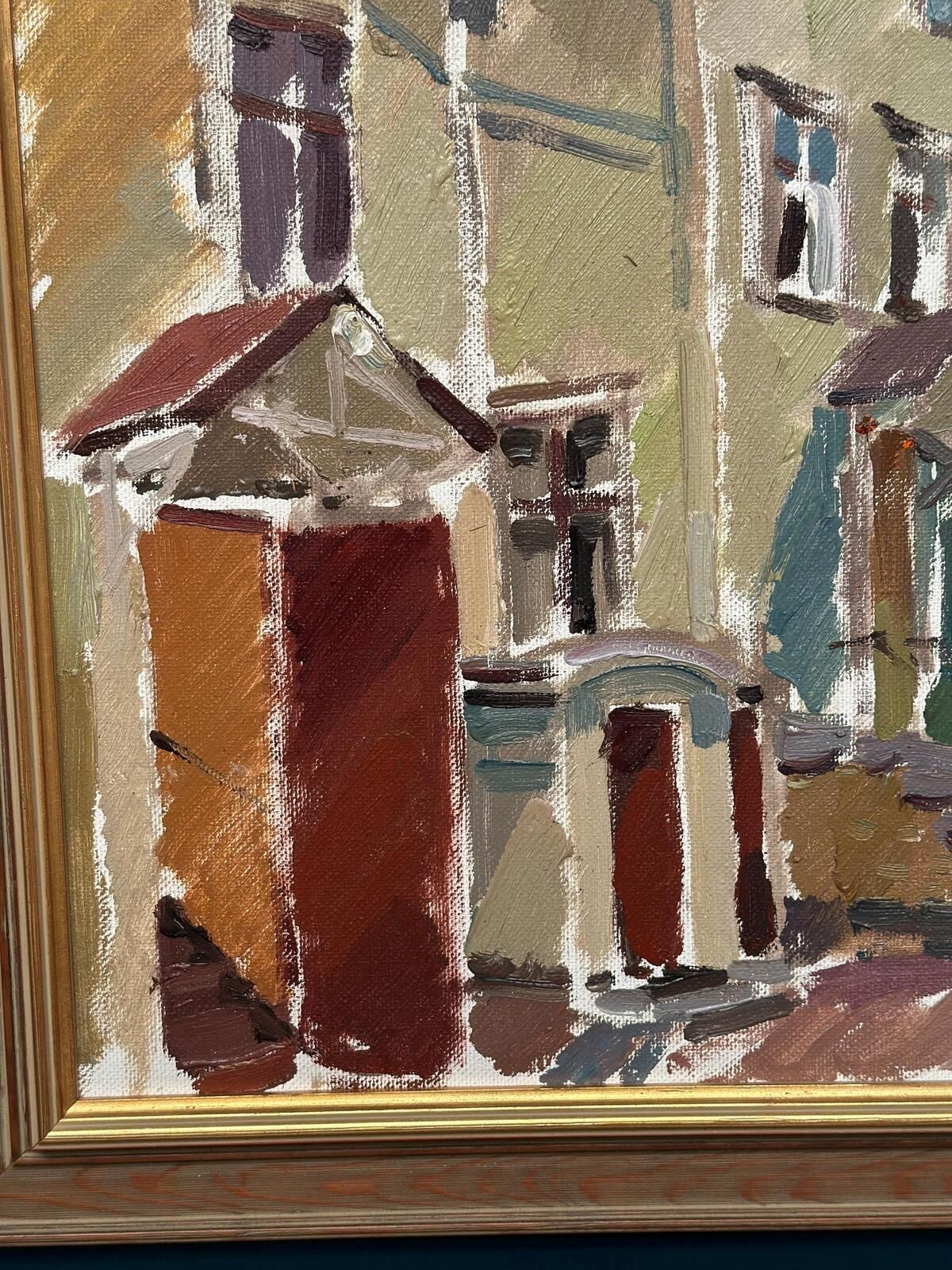 Original Swedish Oil On Canvas – “Södra Kyrkogatan 50” By Gösta Stawåsen,  1970 – Vintage & Framed – 69.5 × 62.5 Cm (Approx. 27.4" × 24.6") photo buy