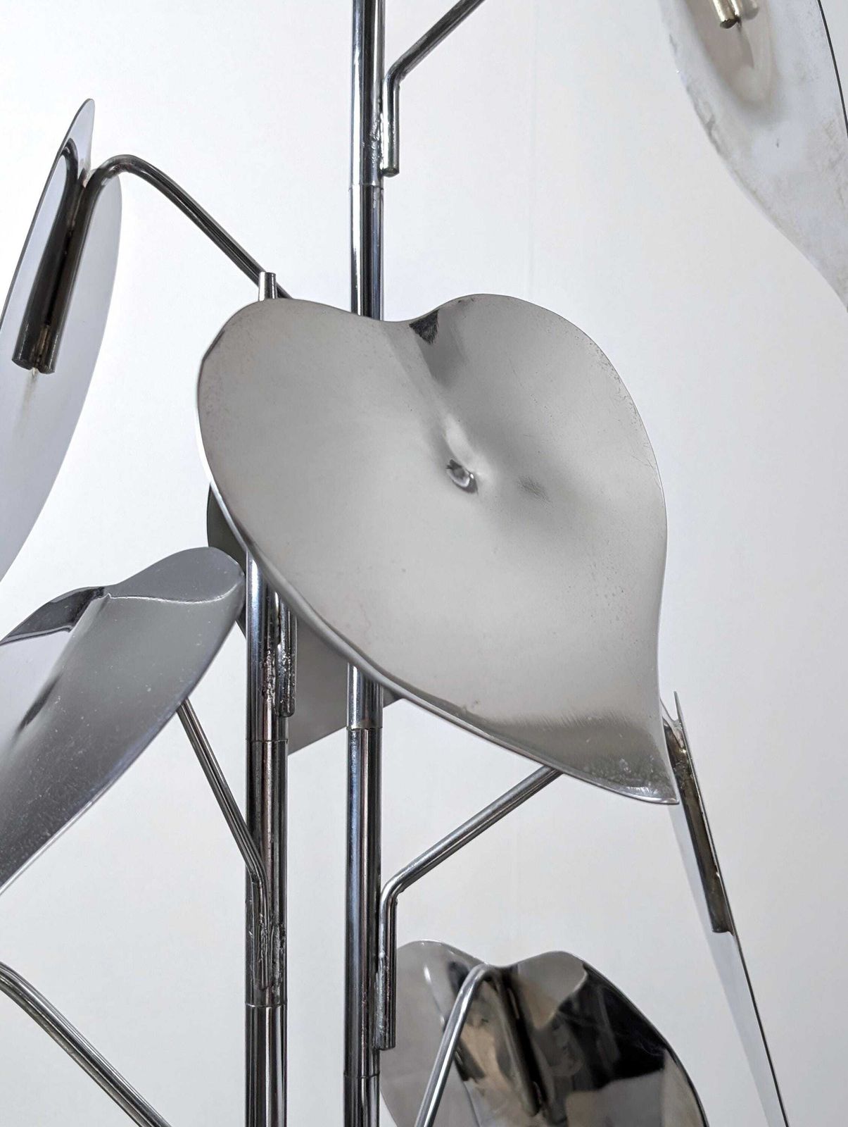 Standing Sculpture With Chrome Leaves And Circular Base, 1970s photo Art