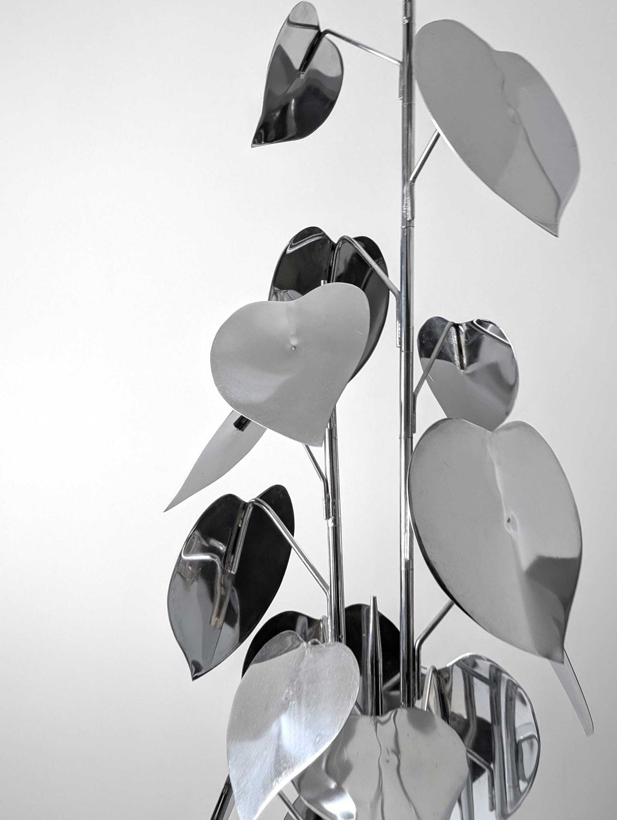 Standing Sculpture With Chrome Leaves And Circular Base, 1970s photo buy