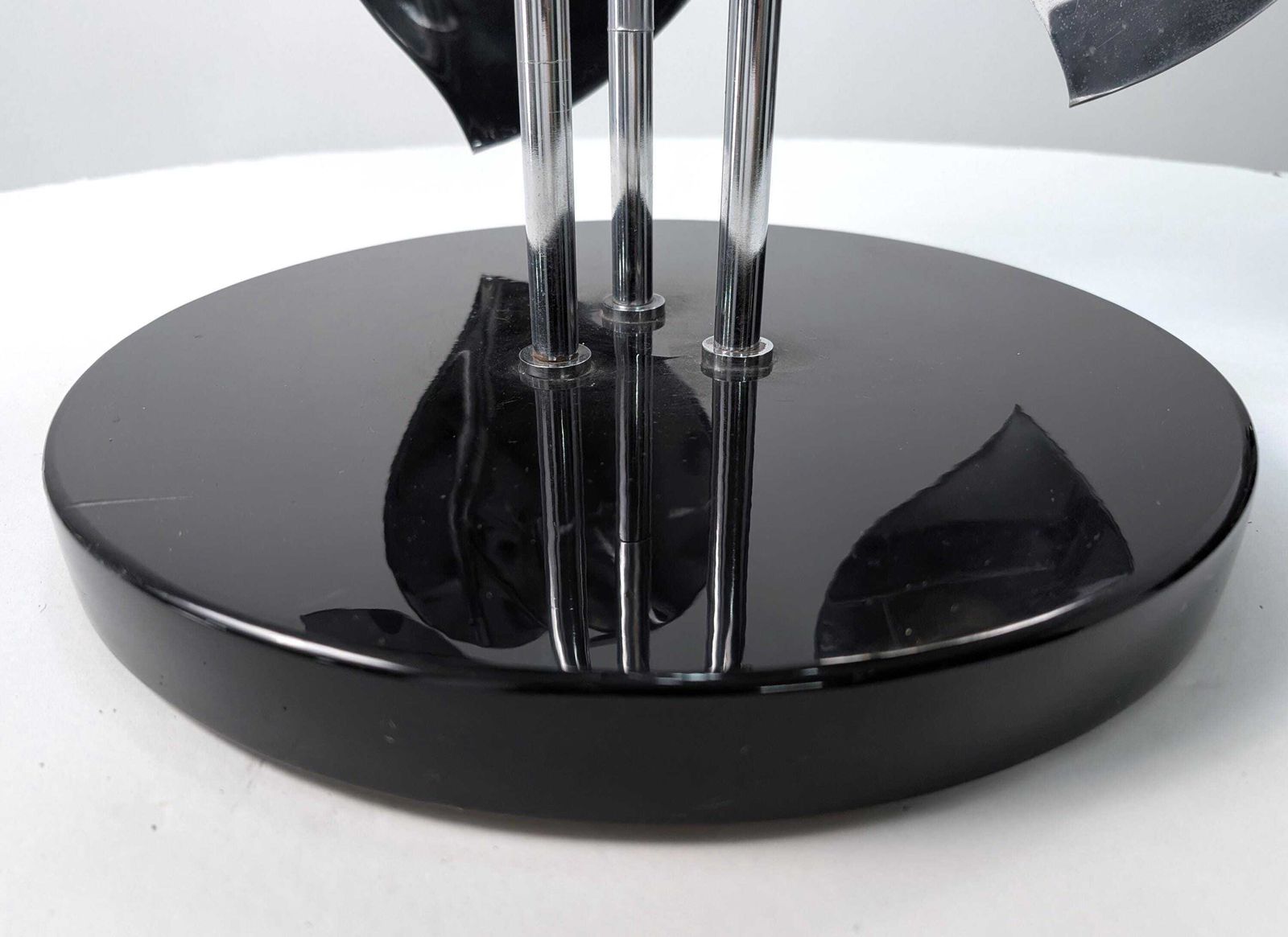 Standing Sculpture With Chrome Leaves And Circular Base, 1970s photo vintage