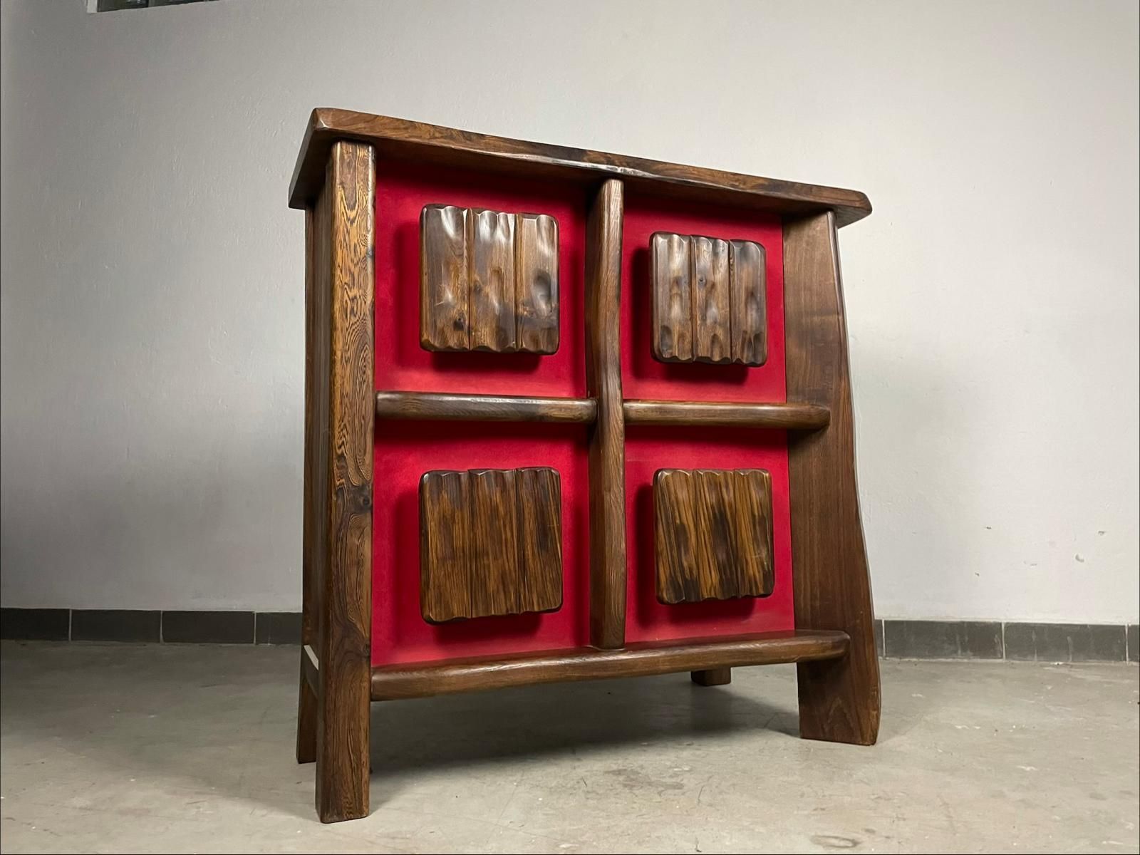 Mid Century Brutalist Verlichte Barkast, Massief Hout, Jaren 1970, Scandinavische Stijl photo furniture
