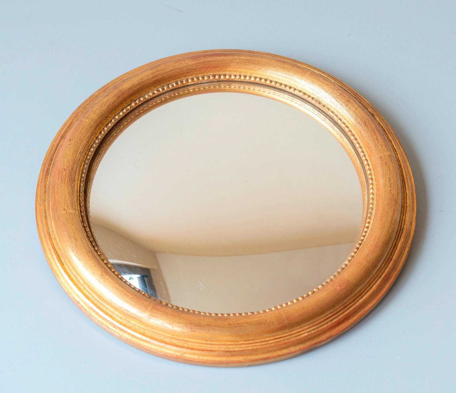 Vintage Convex Bullseye Mirror   Gilt Wood Frame With Beaded Inner Rim, 1960s photo buy