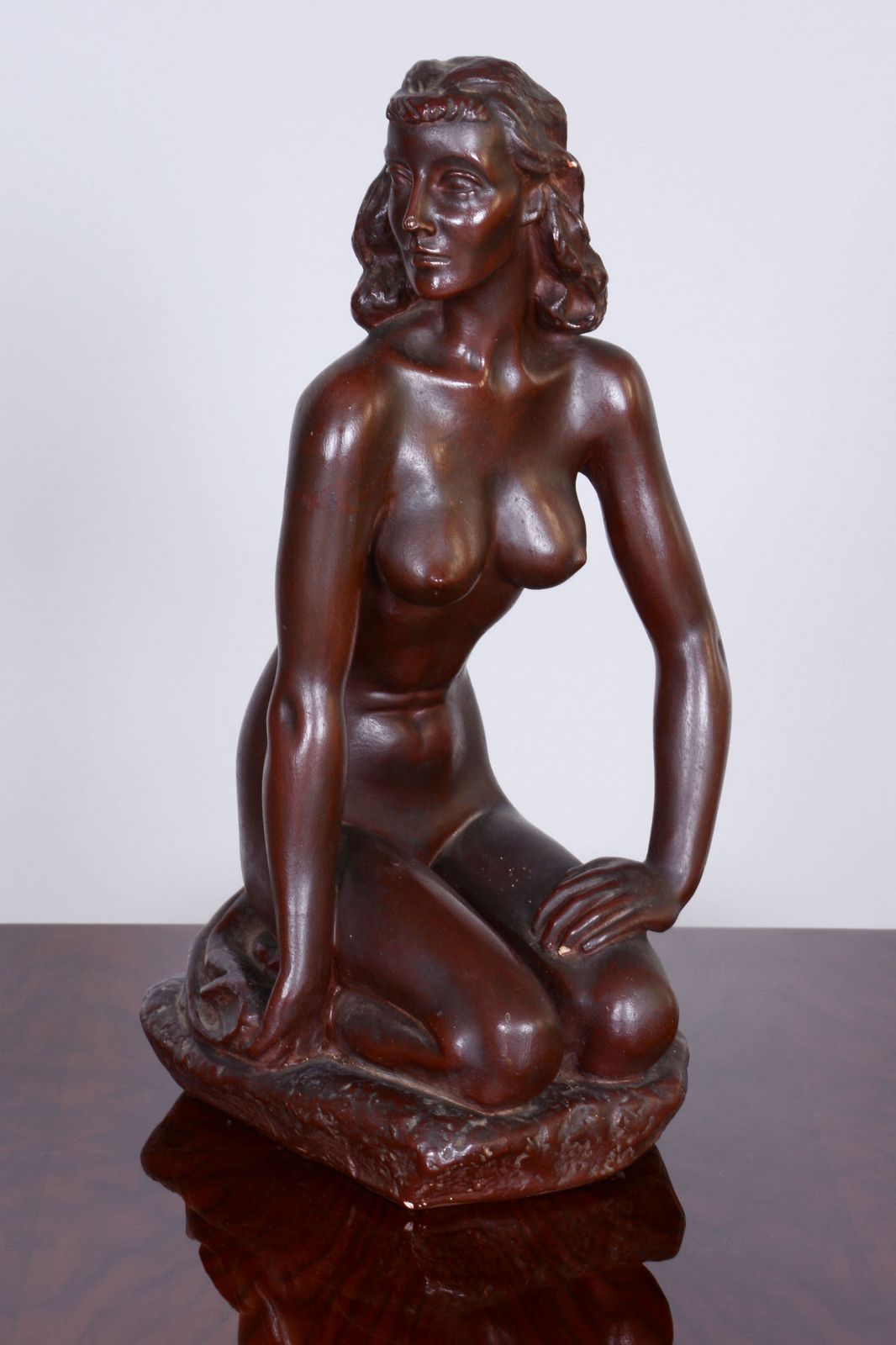 Original Art Deco Sclpture Of Nude Woman, By J. Lankáš, Ceramics, Czech, 1930s photo 450.0