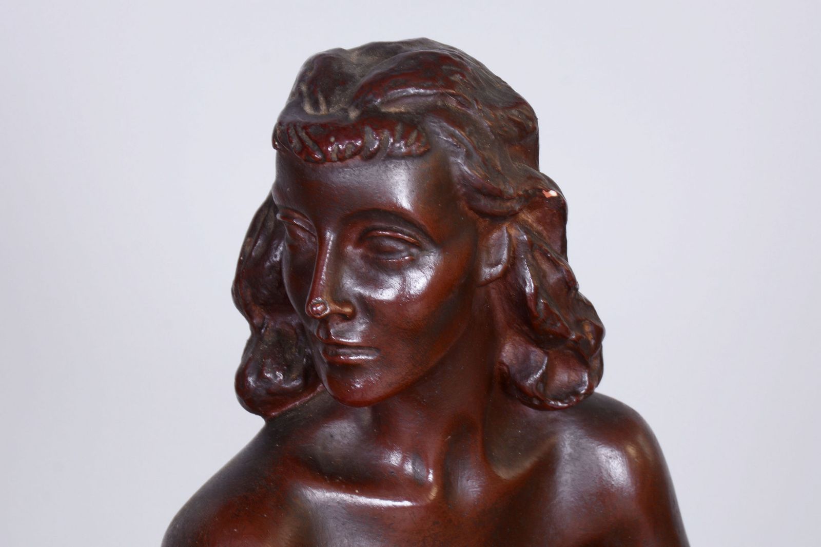 Original Art Deco Sclpture Of Nude Woman, By J. Lankáš, Ceramics, Czech, 1930s photo vinterior