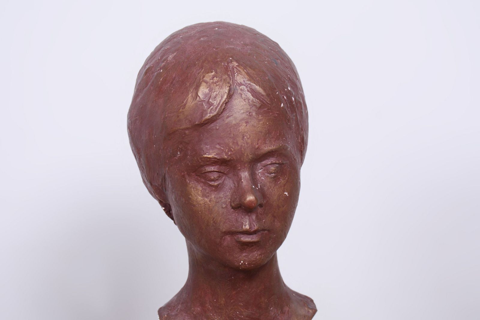 Original Art Deco Statuette Of Young Woman, Painted Plaster, Czech, 1920s photo furniture