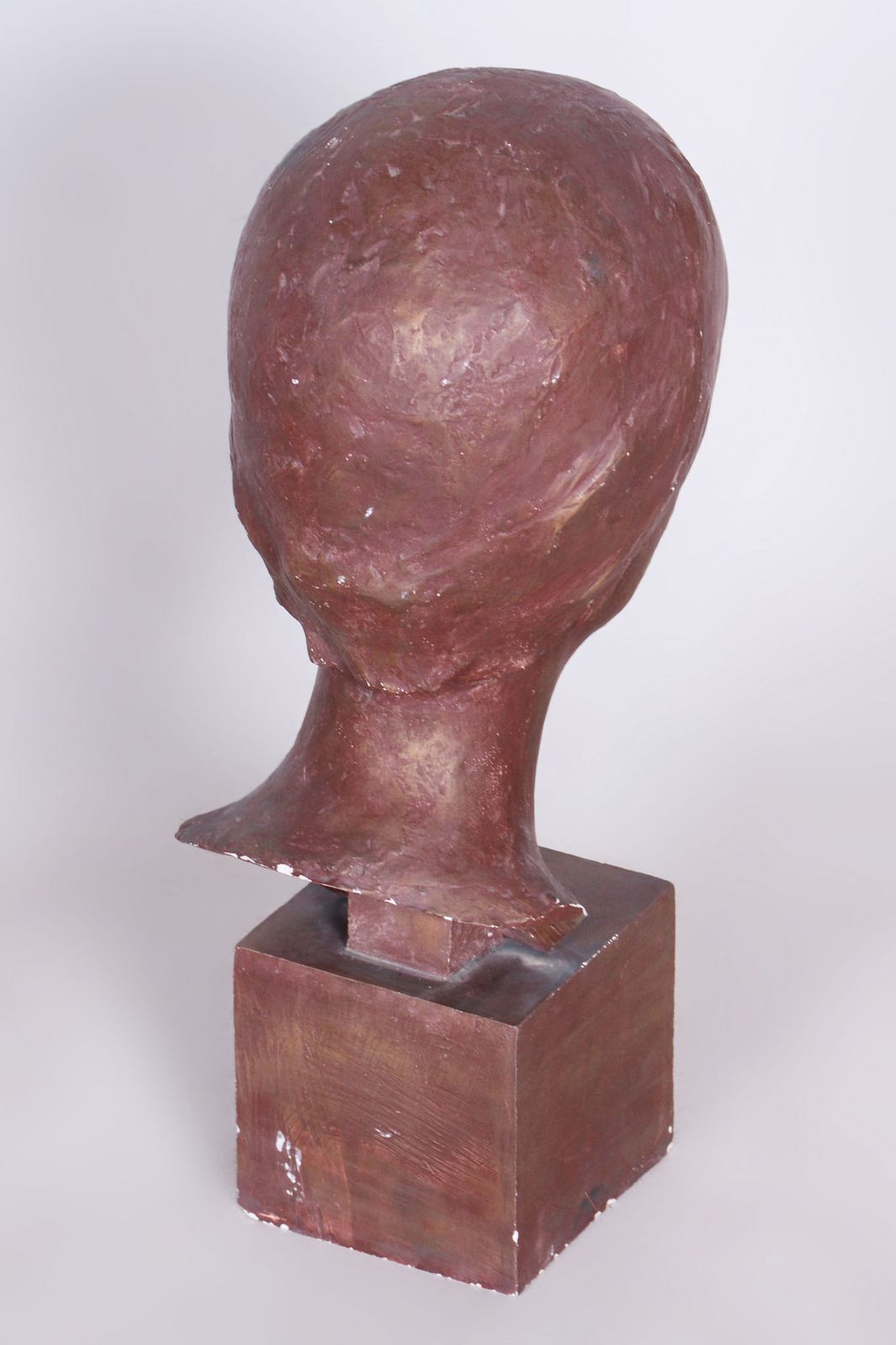 Original Art Deco Statuette Of Young Woman, Painted Plaster, Czech, 1920s photo Art