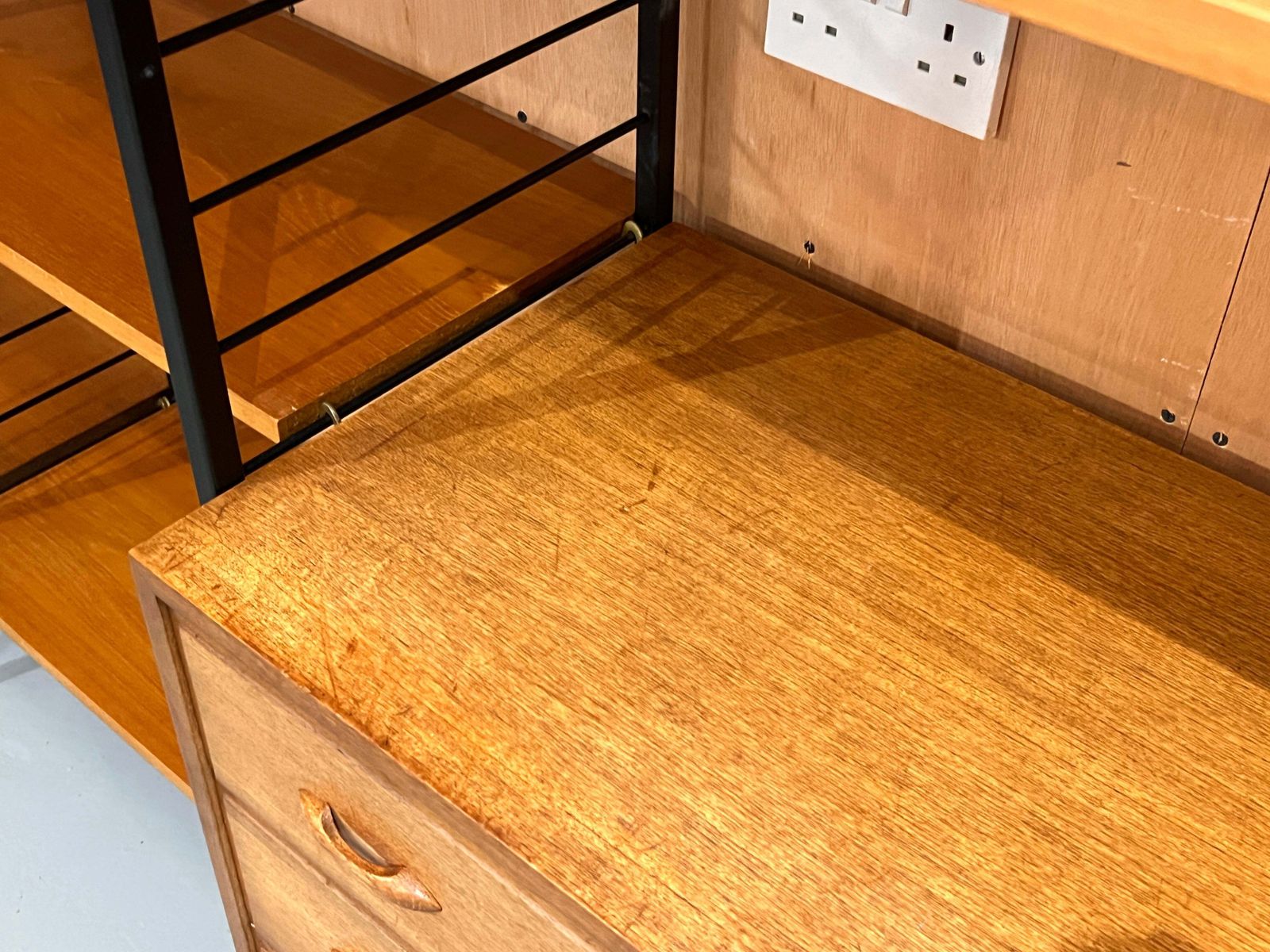 photo furniture Staples Teak Ladderax Wall System, Three Bays With Cabinets And Shelves
