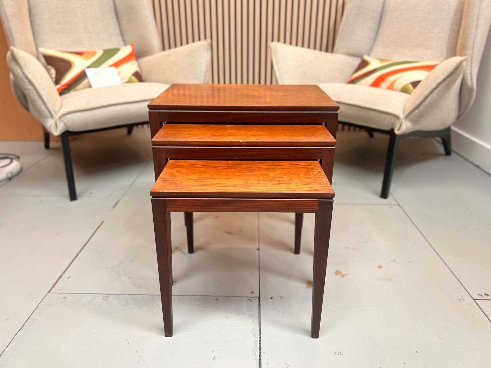 Richard Hornby For Fyne Lady, Set Of 3 Afromosia Nest Of Tables photo for sale